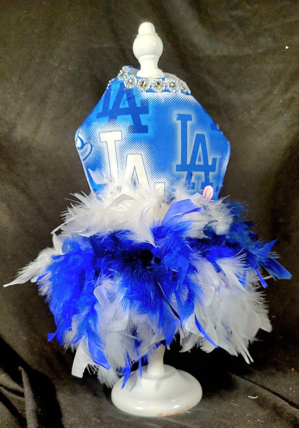 Dodgers feather pet dress, Dodgers feather dog dress, Dodgers cat dress, Los Angeles Dodgers pet dress, Los Angeles Dodgers dog dress