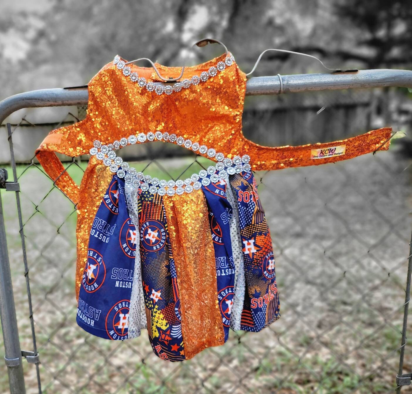 Houston Astros sequin pet dress, Astros sequins dog dress, Astros sequin cat dress, sequin pet dresses, Houston astro pet dress, Astros sequin Pet clothes