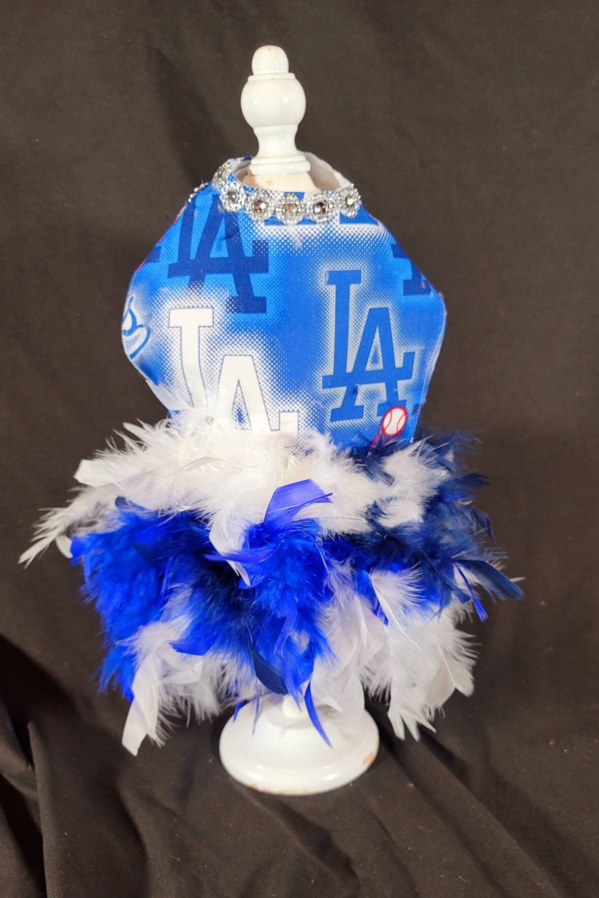 Dodgers feather pet dress, Dodgers feather dog dress, Dodgers cat dress, Los Angeles Dodgers pet dress, Los Angeles Dodgers dog dress
