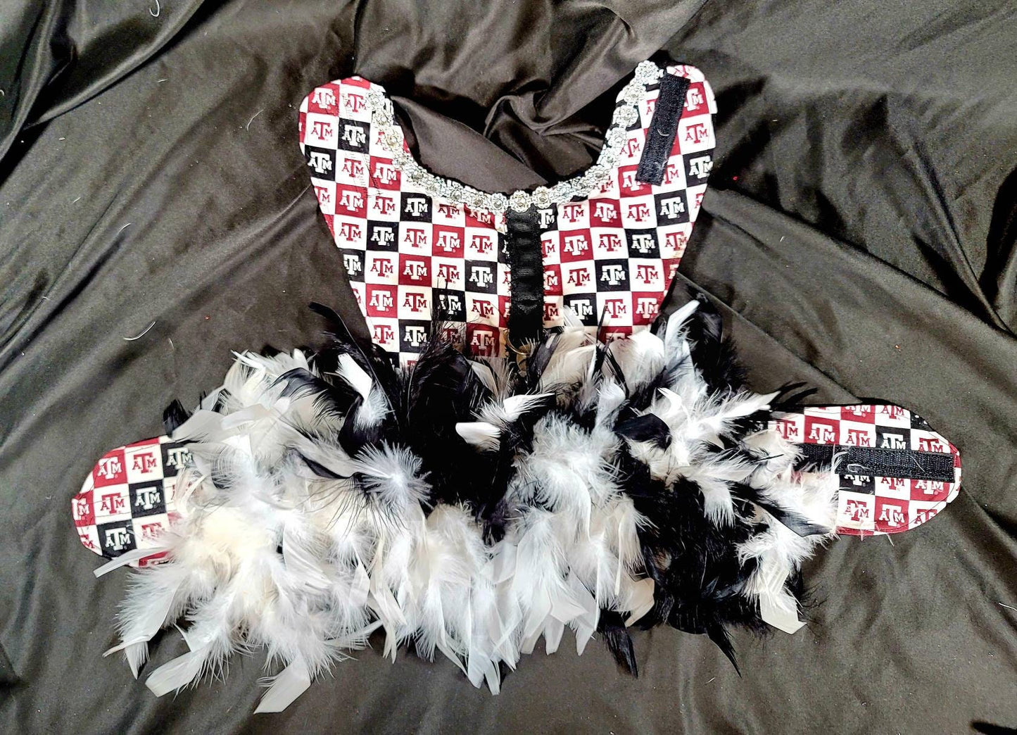 Texas Aggies feather Pet dog dress, A&M feather pet dog dresses, Aggie dress, Aggie Pet dresses, feather pet dresses, dog dress, Aggie pet harness
