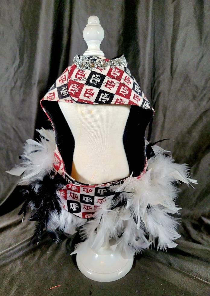 Texas Aggies feather Pet dog dress, A&M feather pet dog dresses, Aggie dress, Aggie Pet dresses, feather pet dresses, dog dress, Aggie pet harness