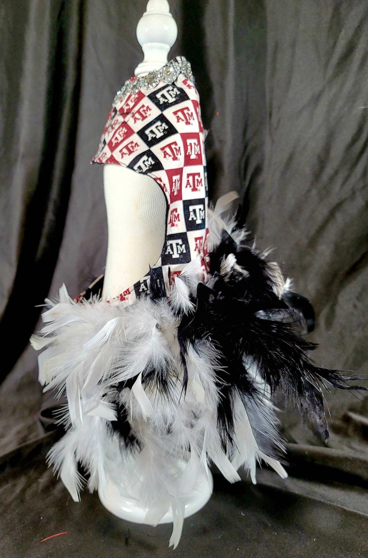 Texas Aggies feather Pet dog dress, A&M feather pet dog dresses, Aggie dress, Aggie Pet dresses, feather pet dresses, dog dress, Aggie pet harness