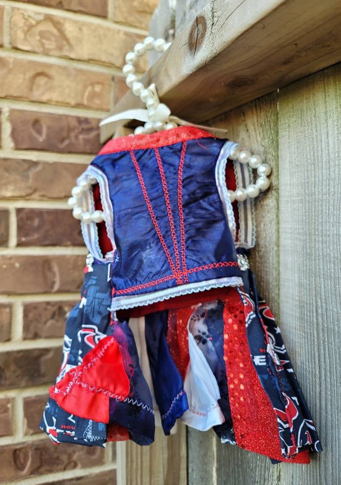 Houston Texan pet dress, glitter houston texan pet dress, houston texans dog dress, houston texans cat dress