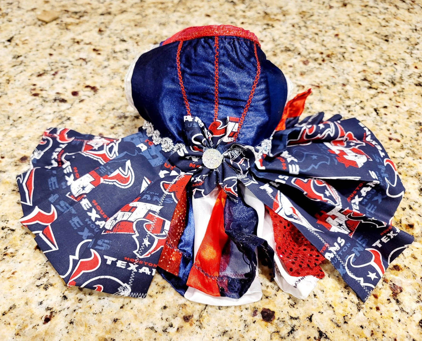 Houston Texan pet dress, glitter houston texan pet dress, houston texans dog dress, houston texans cat dress