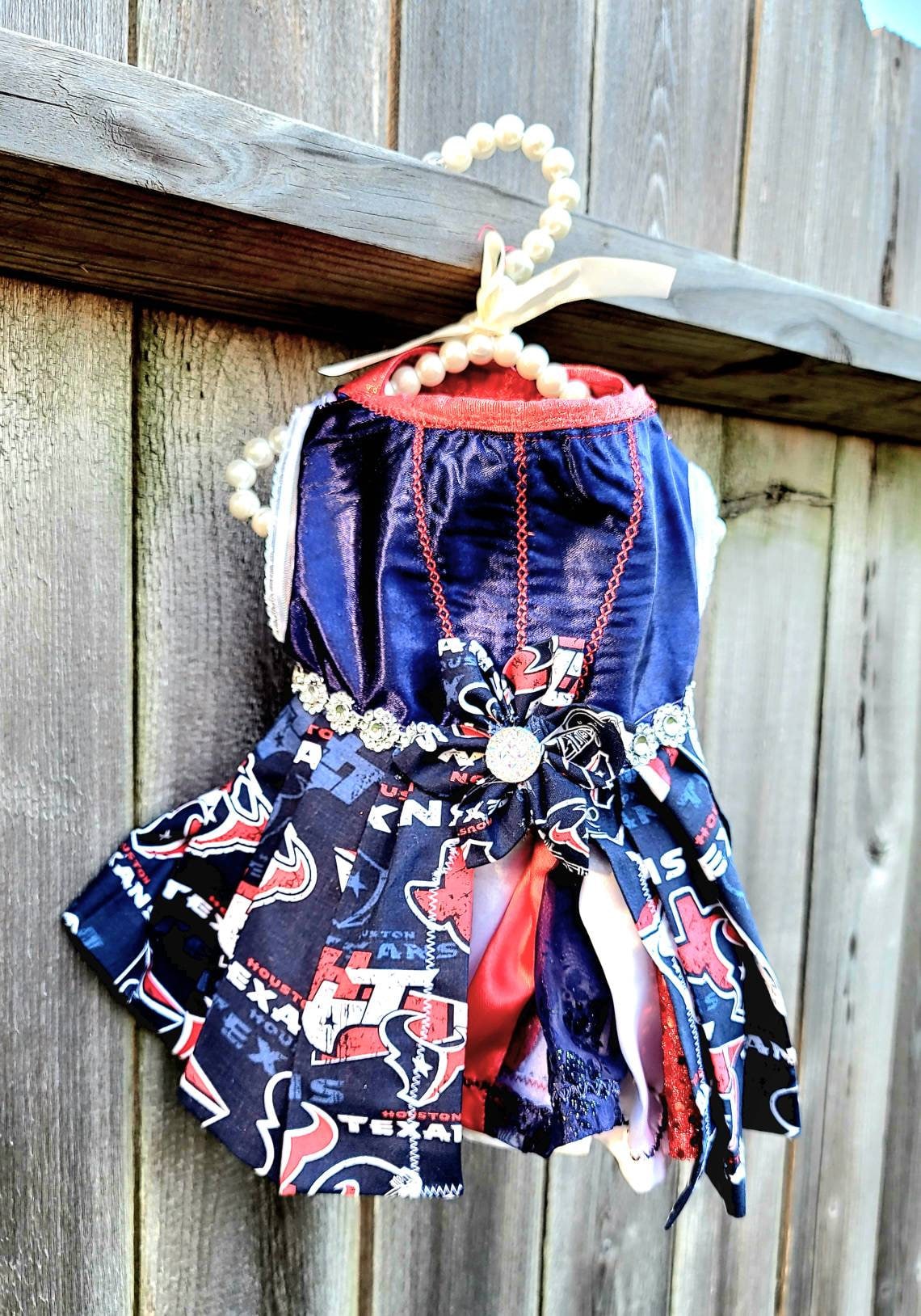 Houston Texan pet dress, glitter houston texan pet dress, houston texans dog dress, houston texans cat dress