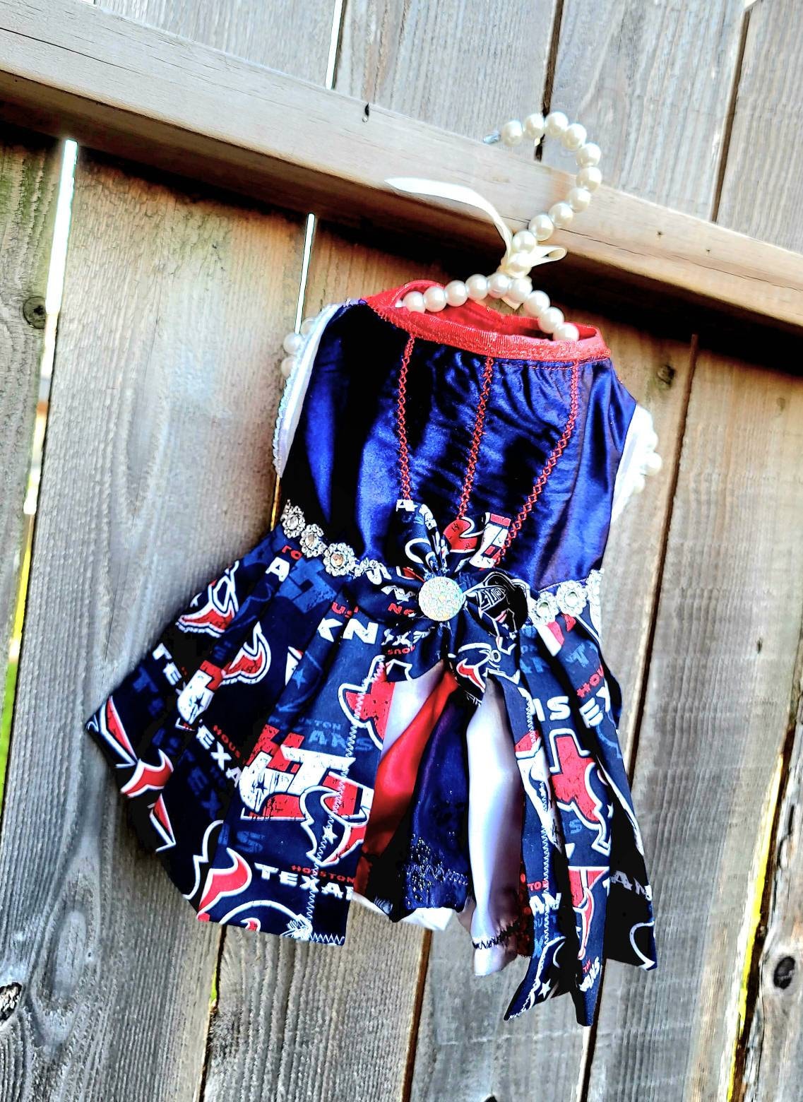 Houston Texan pet dress, glitter houston texan pet dress, houston texans dog dress, houston texans cat dress