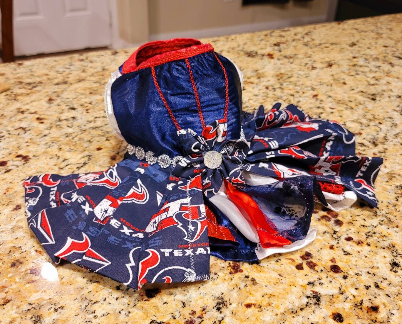 Houston Texan pet dress, glitter houston texan pet dress, houston texans dog dress, houston texans cat dress