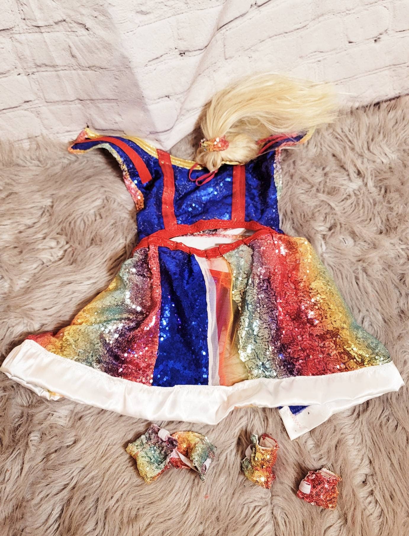Rainbow Bright pet costume, Rainbow Bright dog costume, Rainbow Bright Cat costume, Rainbow sequin pet dress, Rainbow dog dress, Rainbow pet