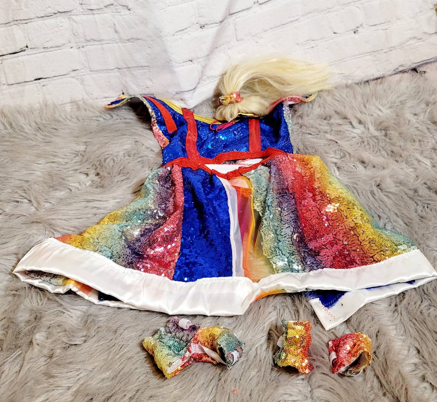 Rainbow Bright pet costume, Rainbow Bright dog costume, Rainbow Bright Cat costume, Rainbow sequin pet dress, Rainbow dog dress, Rainbow pet