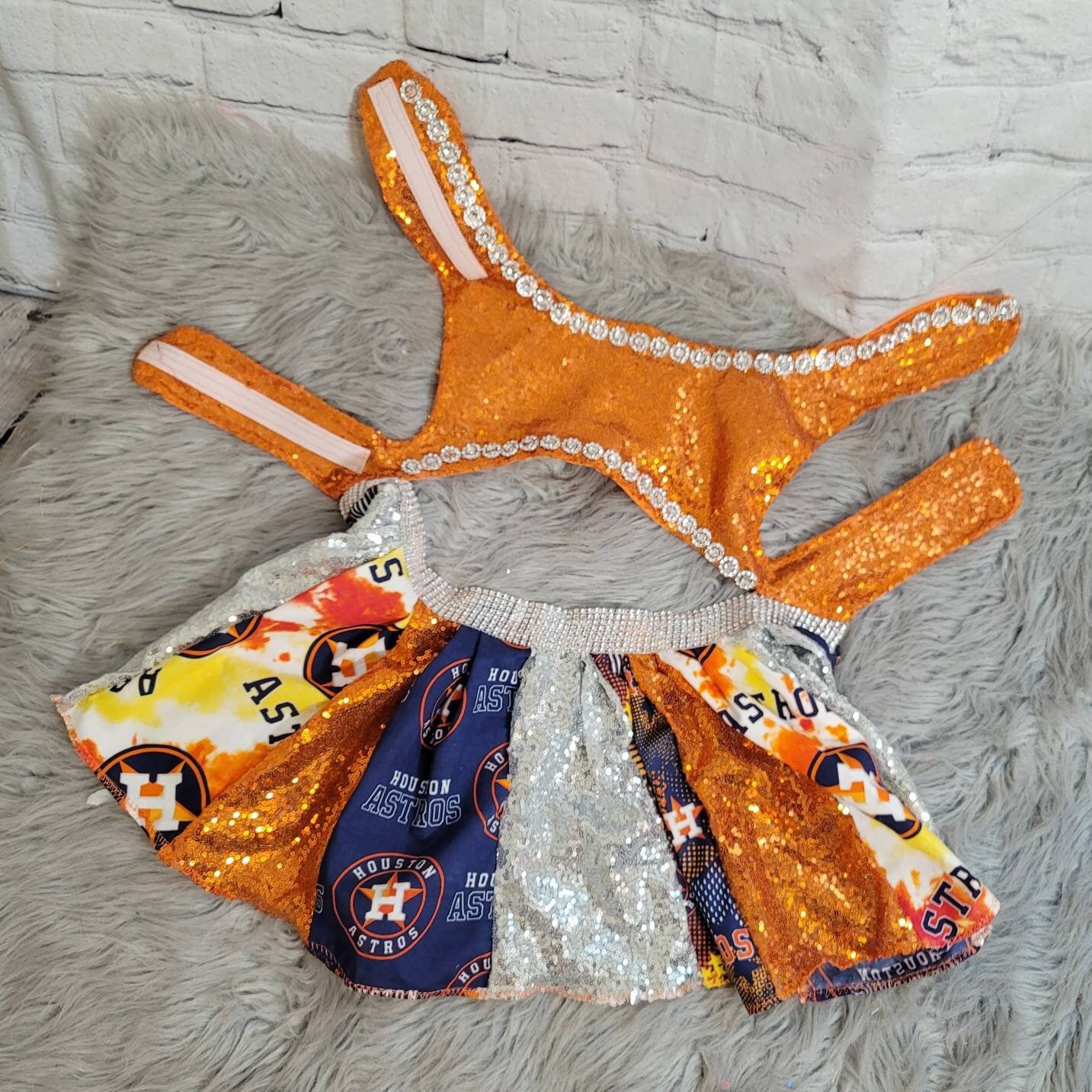 Houston Astros sequin pet dress, Astros sequins dog dress, Astros sequin cat dress, sequin pet dresses, Houston astro pet dress, Astros sequin Pet clothes
