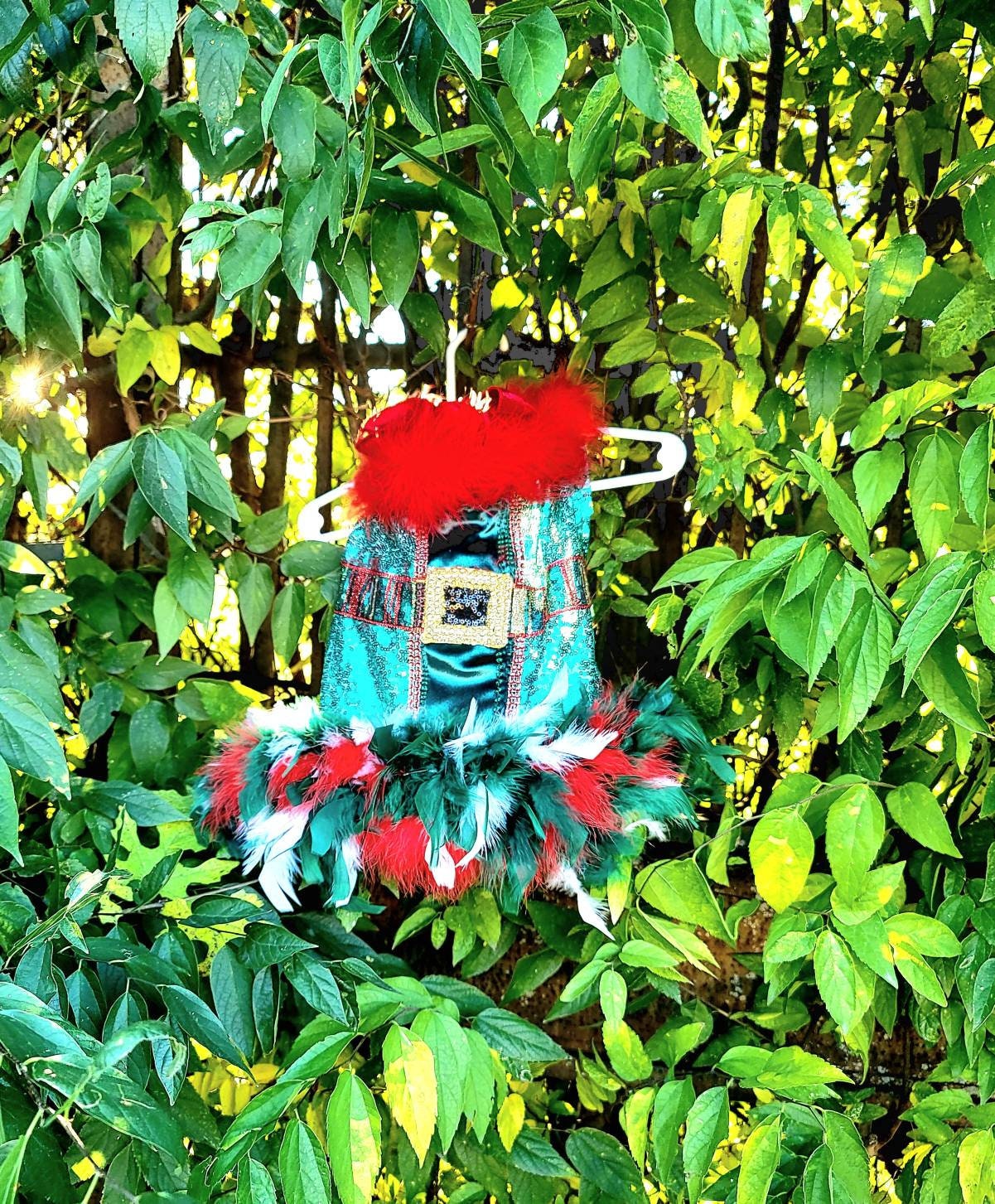 Pet sequin Elf Costume, Christmas Pet Elf costume, Dog Elf Costume, feather Elf Pet dress, Holiday Elf Costume, Christmas Pet costumes