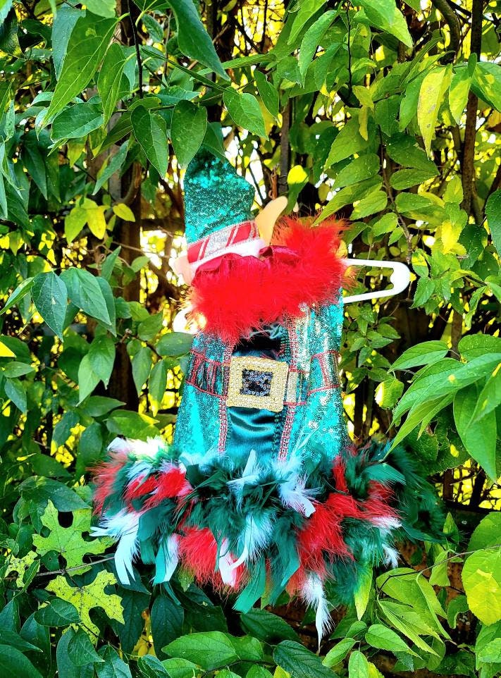 Pet sequin Elf Costume, Christmas Pet Elf costume, Dog Elf Costume, feather Elf Pet dress, Holiday Elf Costume, Christmas Pet costumes