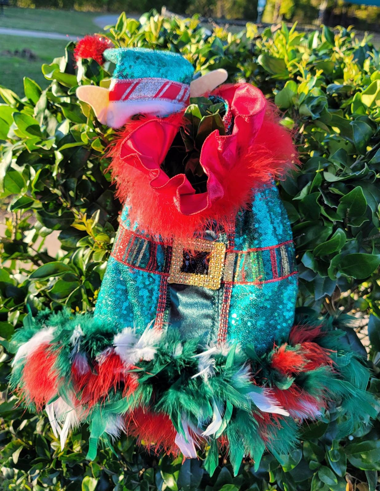 Pet sequin Elf Costume, Christmas Pet Elf costume, Dog Elf Costume, feather Elf Pet dress, Holiday Elf Costume, Christmas Pet costumes