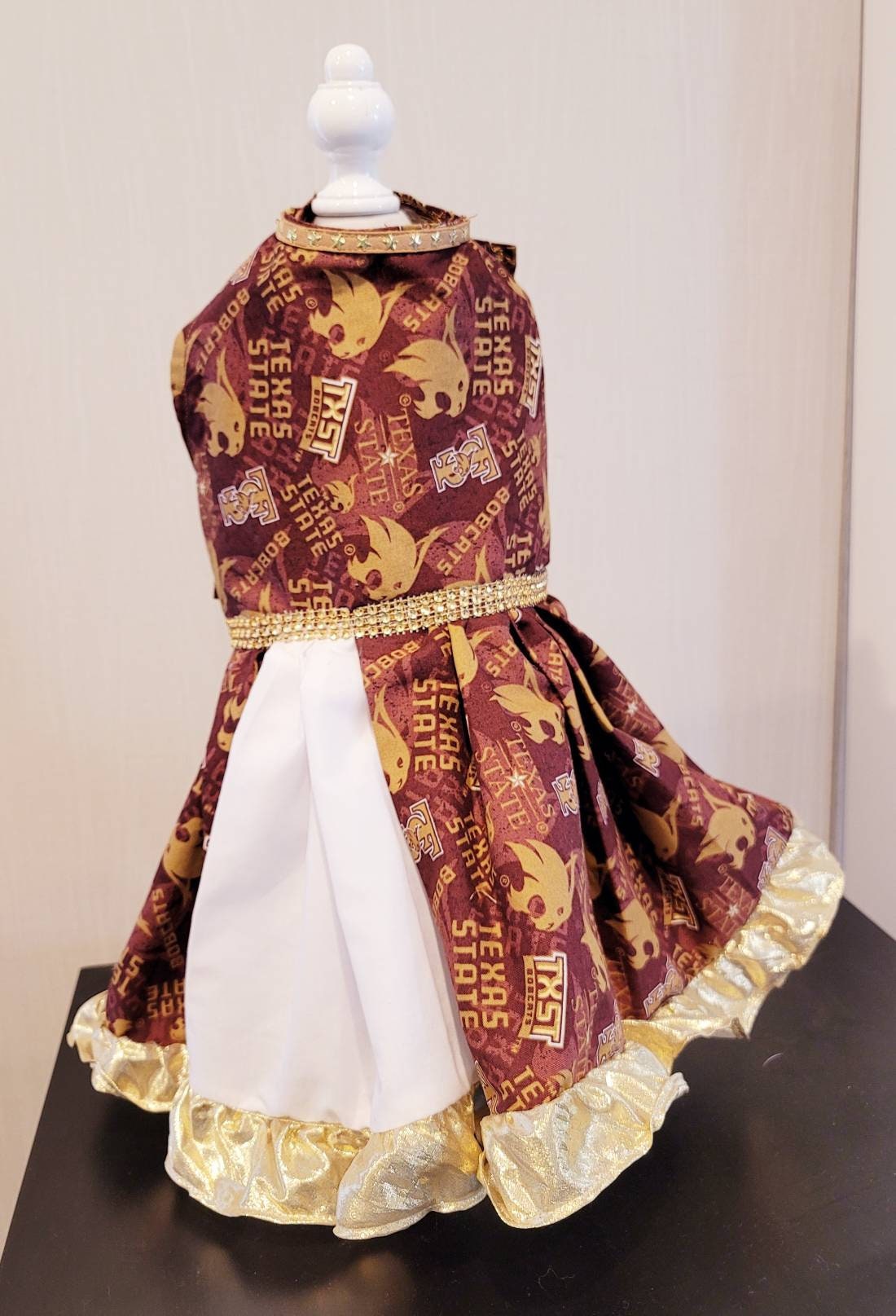 Texas State Pet Dress, Texas State University pet dress, SWT pet dress, TXSU pet dress, Texas State Dog Dress, Bobcat pet dress