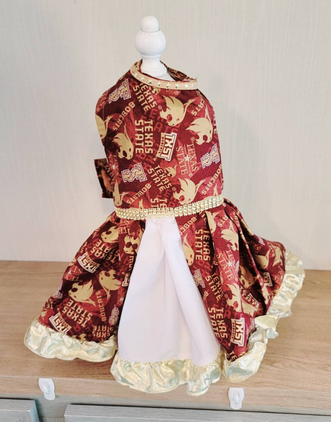 Texas State Pet Dress, Texas State University pet dress, SWT pet dress, TXSU pet dress, Texas State Dog Dress, Bobcat pet dress