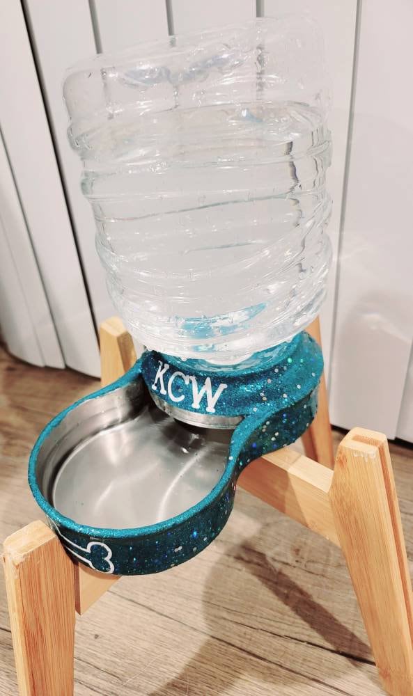 Stainless Steel Glitter Cat Dog gravity bowl, stainless steel gravity water bowl, glitter Pet bowl,gravity pet bowl, personalize pet bowl