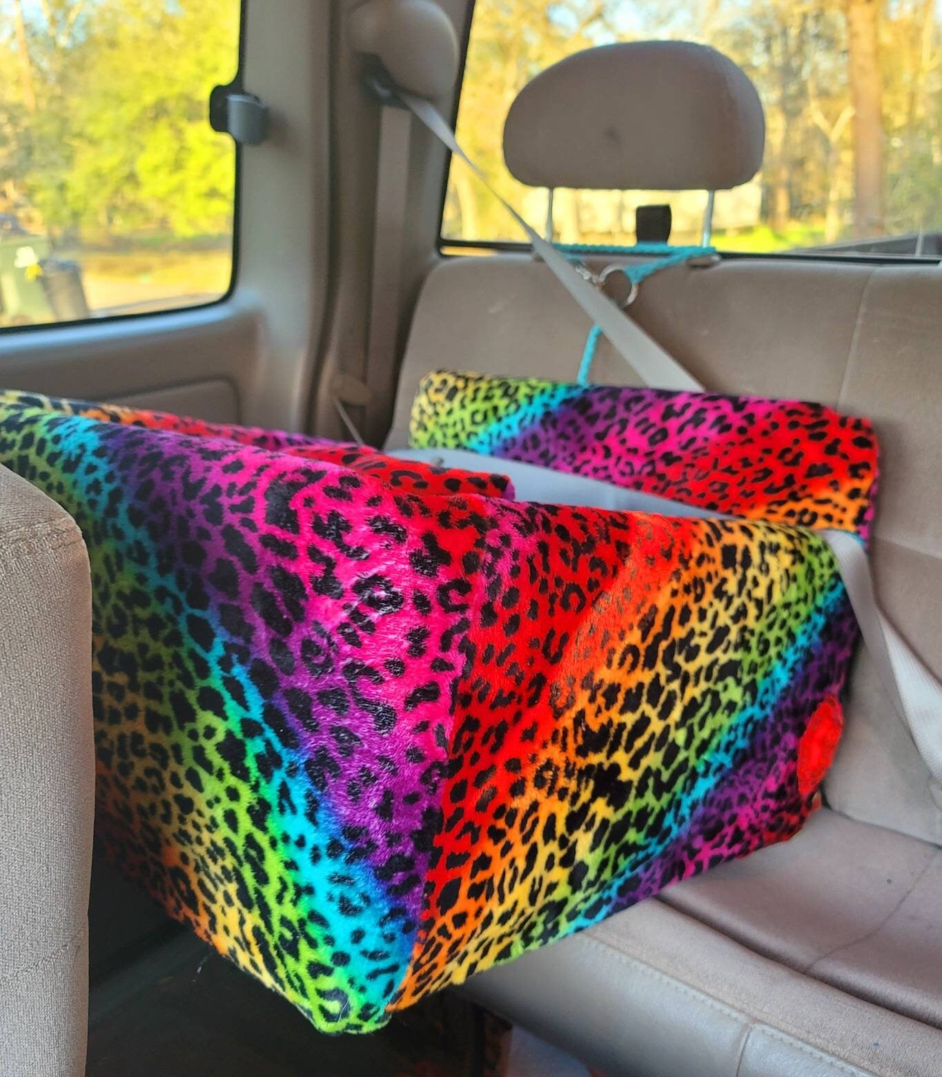 Rainbow Leopard Booster Car Pet Seat,booster pet seat,dog booster pet seat,dog car seat,cat seat,booster seat