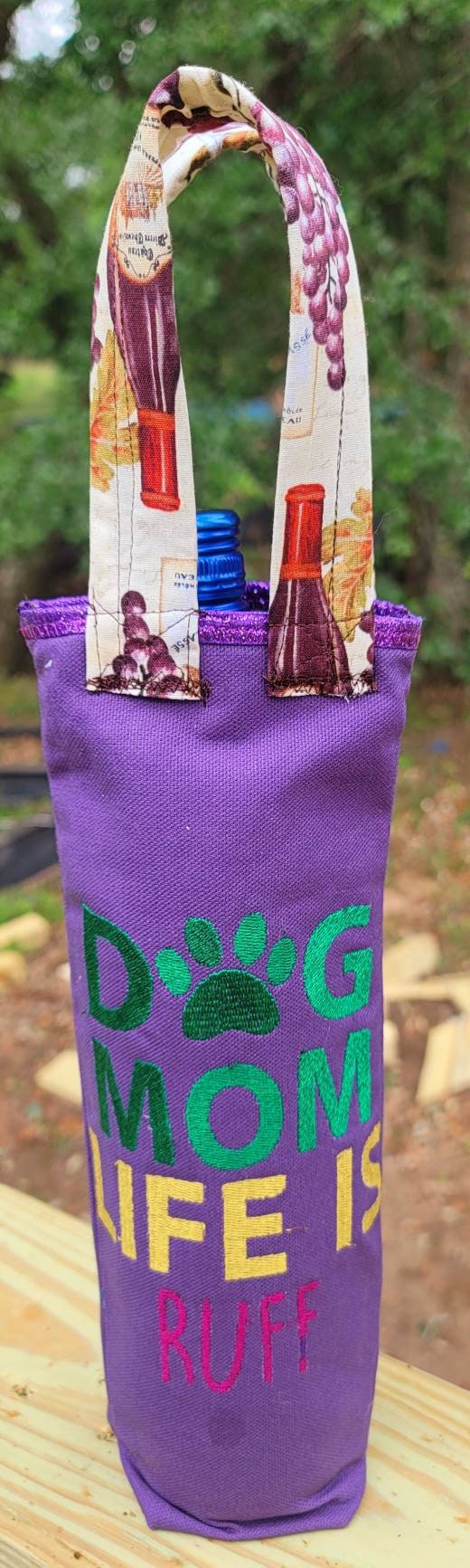 Wine bottle bag, personalize wine bottle bag, travel wine bag, travel personalize wine bag, bags for wine bottles, dog wine bag