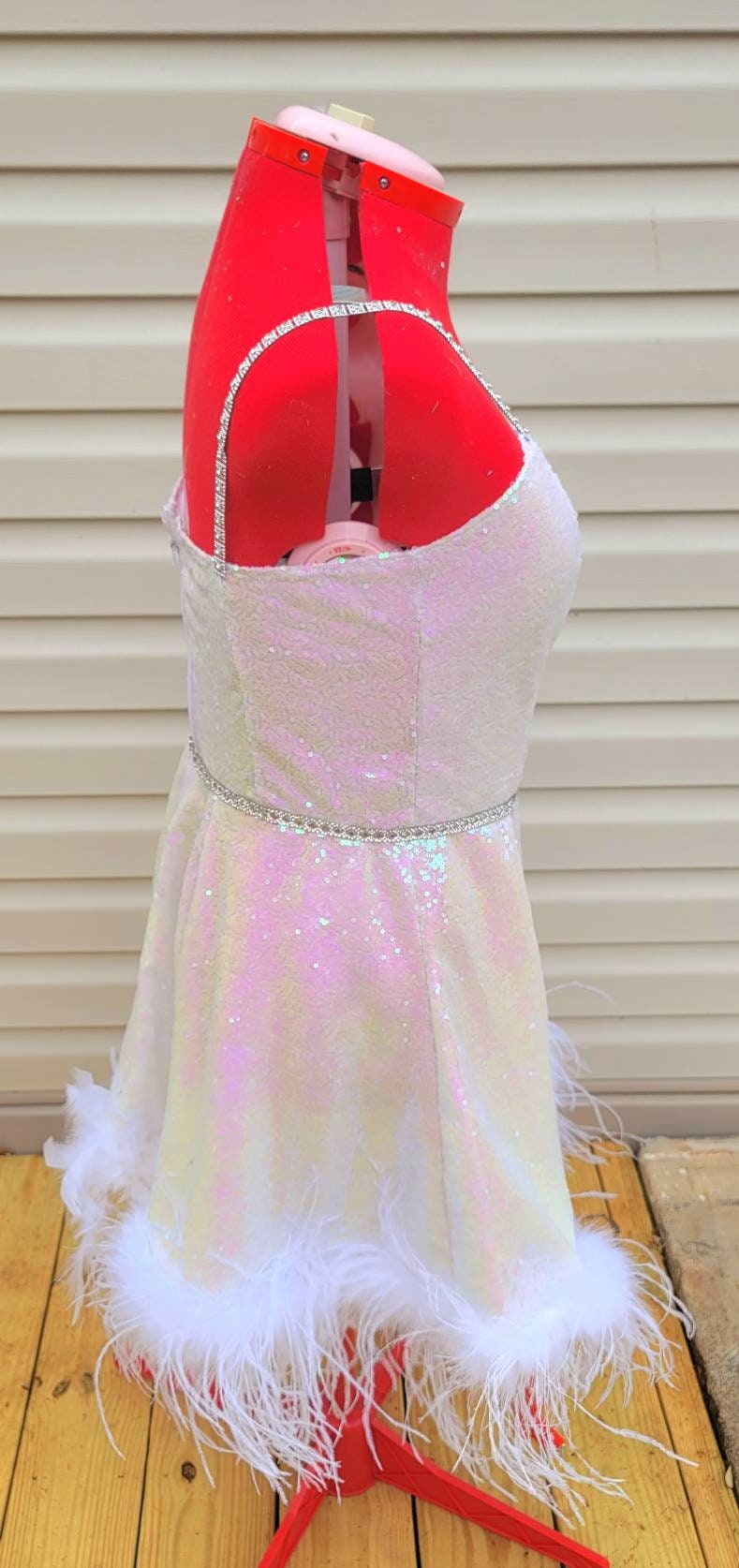 White Bachelorette sequin dress, white sequin dress, special occasion sequin dress, feather woman's dress, sequin dresses for women, irradescent