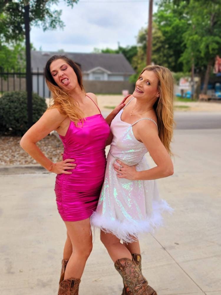 White Bachelorette sequin dress, white sequin dress, special occasion sequin dress, feather woman's dress, sequin dresses for women, irradescent
