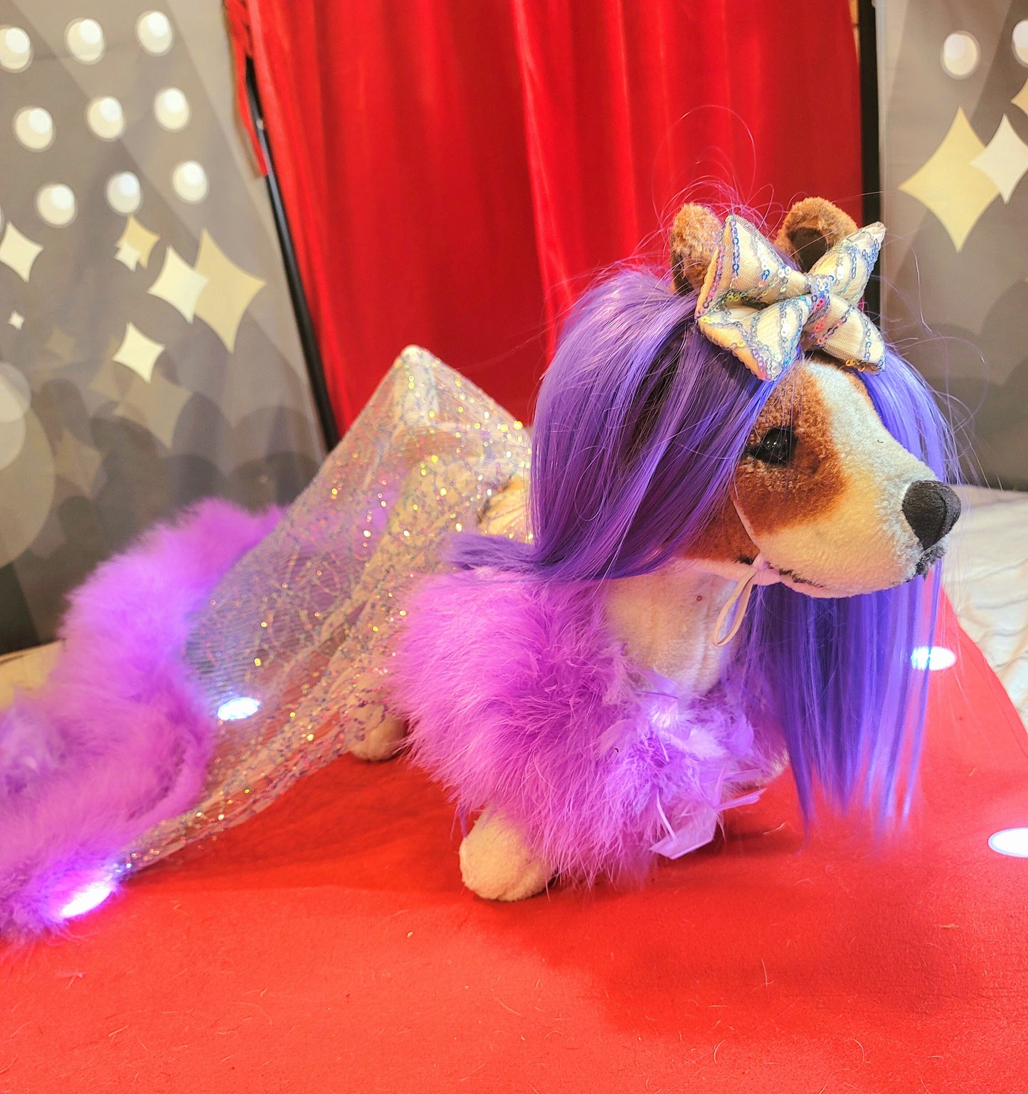 Kylie Jenner Met Gala pet costume, Kylie Jenner dog costume, Halloween Pet Costume, wig pet costume, purple wig dog costume, cat costumes