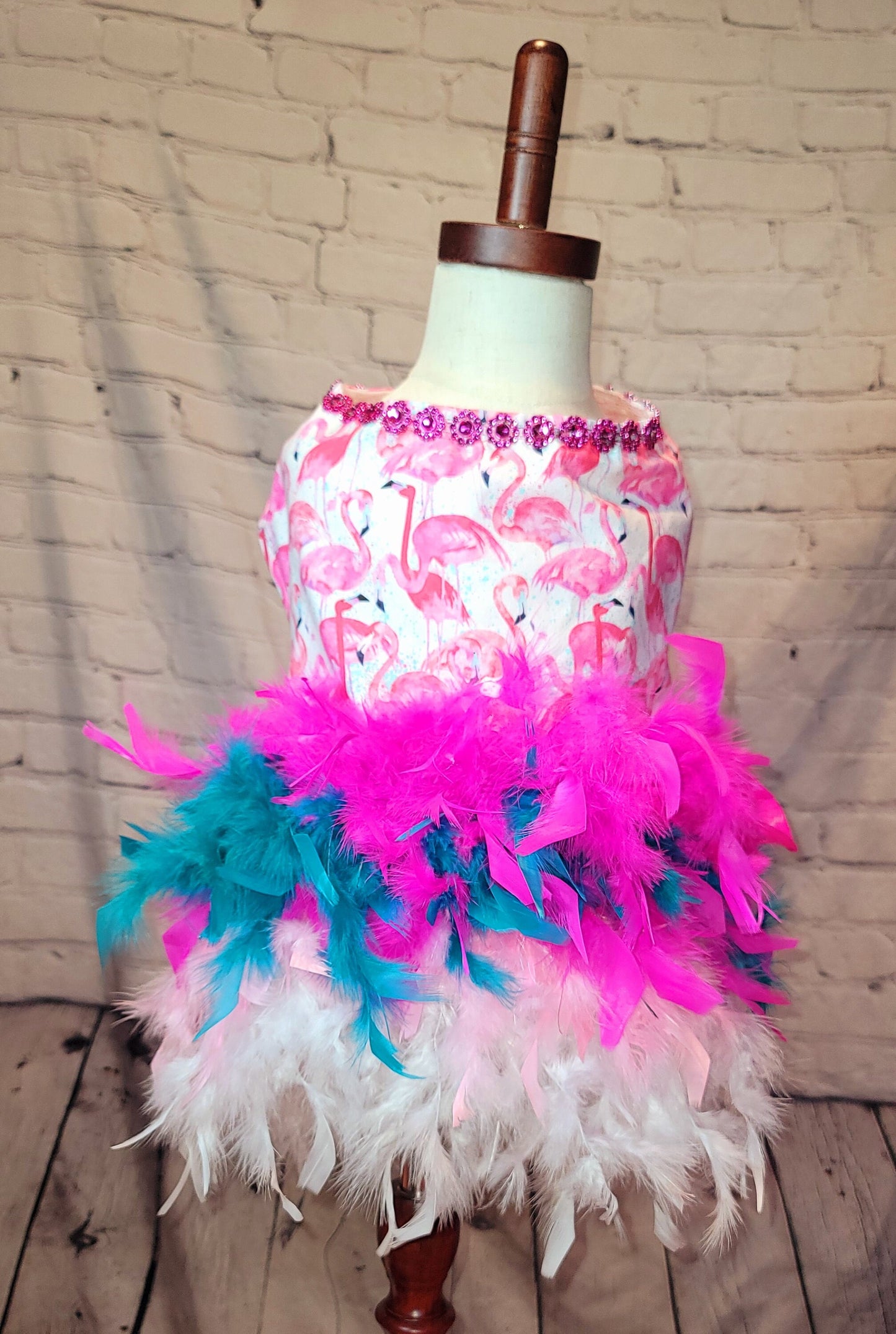 Flamingo pet dress, Flamingo dog dress, Flamingo cat dress, feather pet dress, feather dog dress