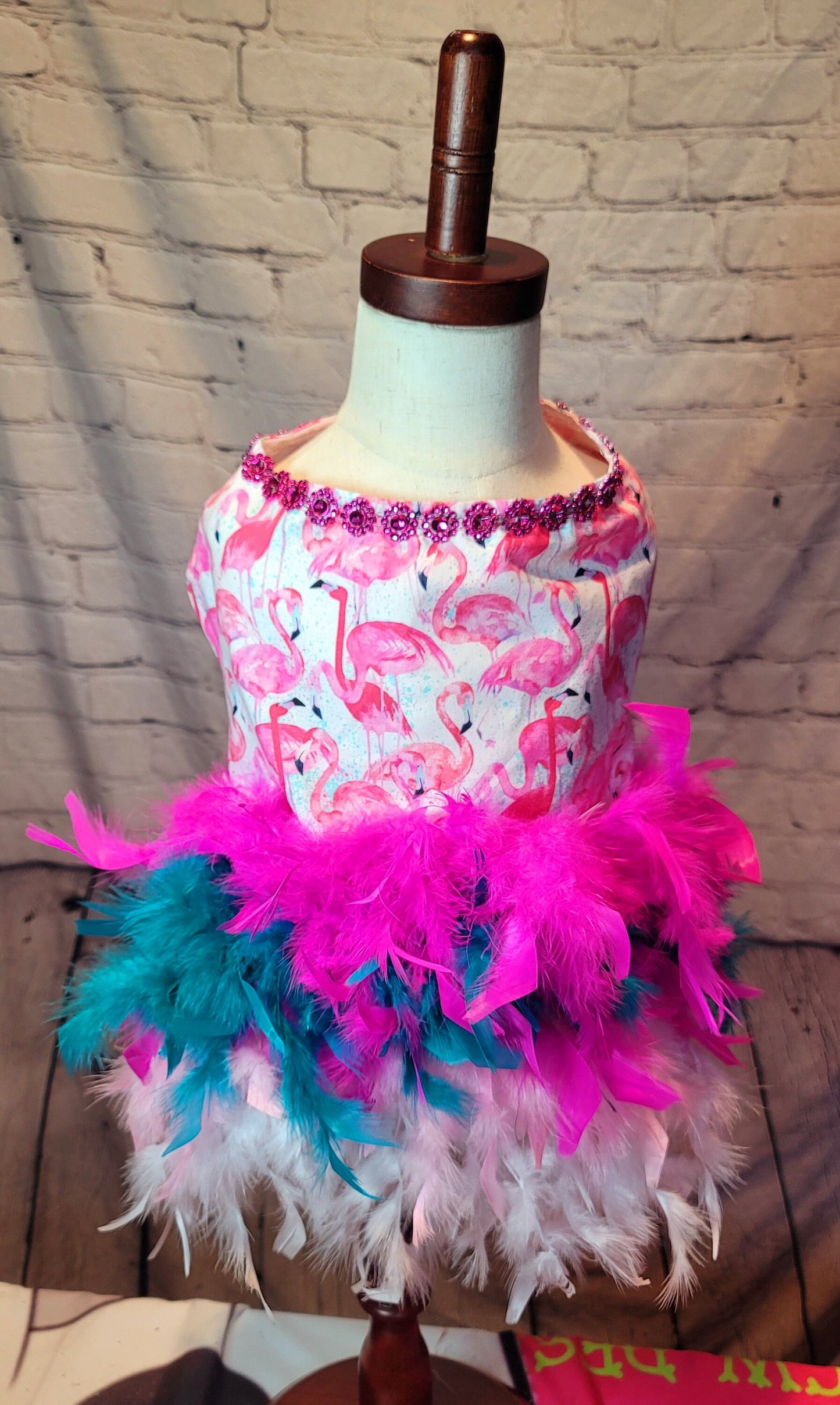 Flamingo pet dress, Flamingo dog dress, Flamingo cat dress, feather pet dress, feather dog dress
