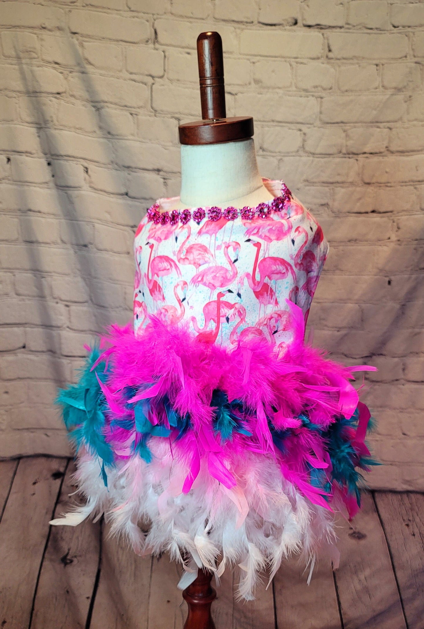 Flamingo pet dress, Flamingo dog dress, Flamingo cat dress, feather pet dress, feather dog dress