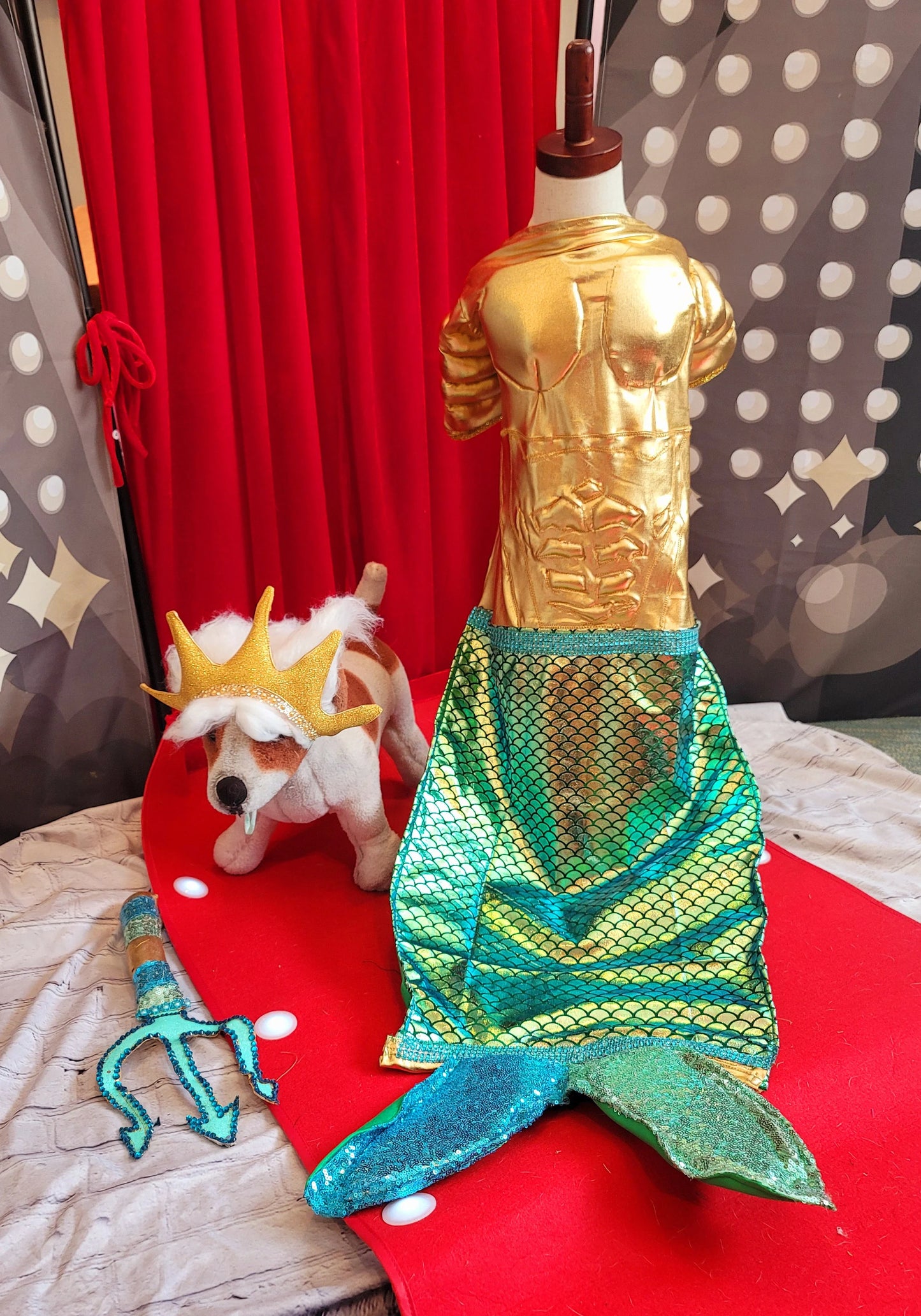 - King Triton Pet Costume, King Triton dog costume, Sea King pet costume, male mermaid pet costume, Sea King dog costume, male mermaid dog