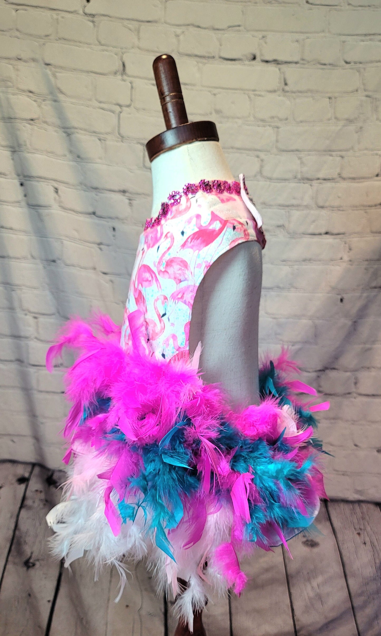 Flamingo pet dress, Flamingo dog dress, Flamingo cat dress, feather pet dress, feather dog dress