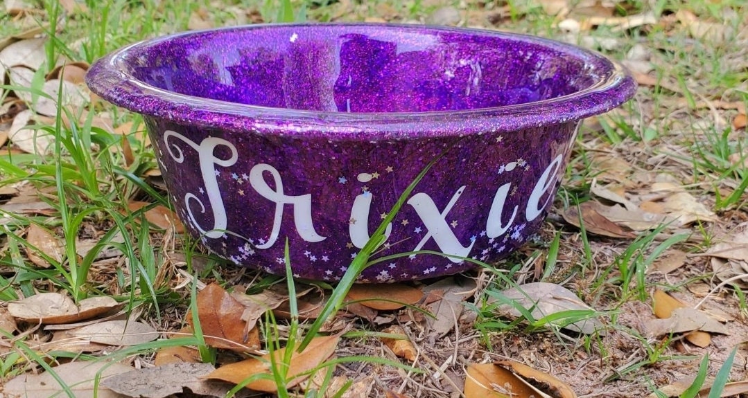 Glitter water bowls, cat water bowl, dog water bowl, glitter personalize pet bowl, epoxy resin pet bowls, glitter Pet bowls, personalize pet