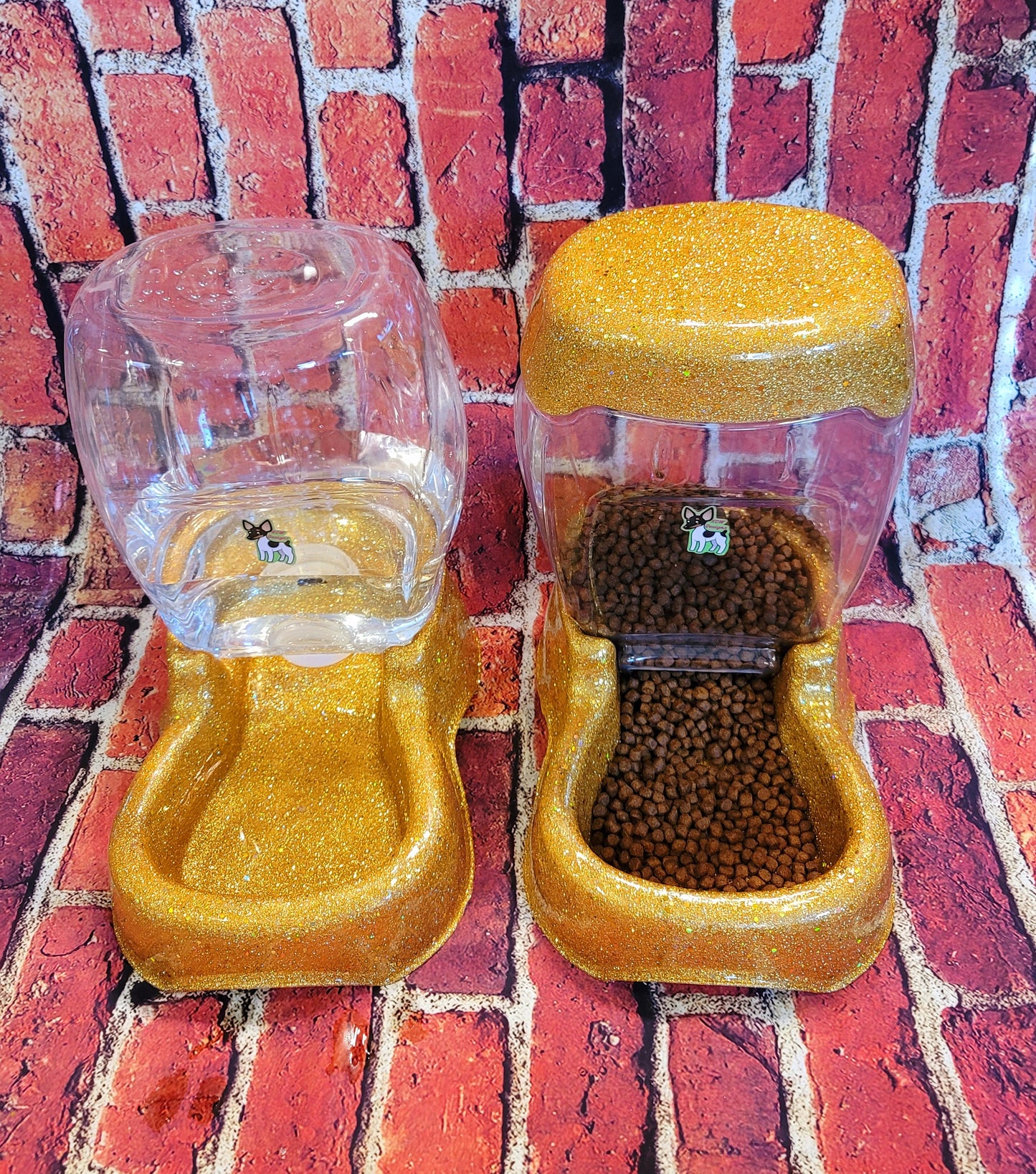 Glitter Gravity food and water bowl combo, Pet gravity food bowls