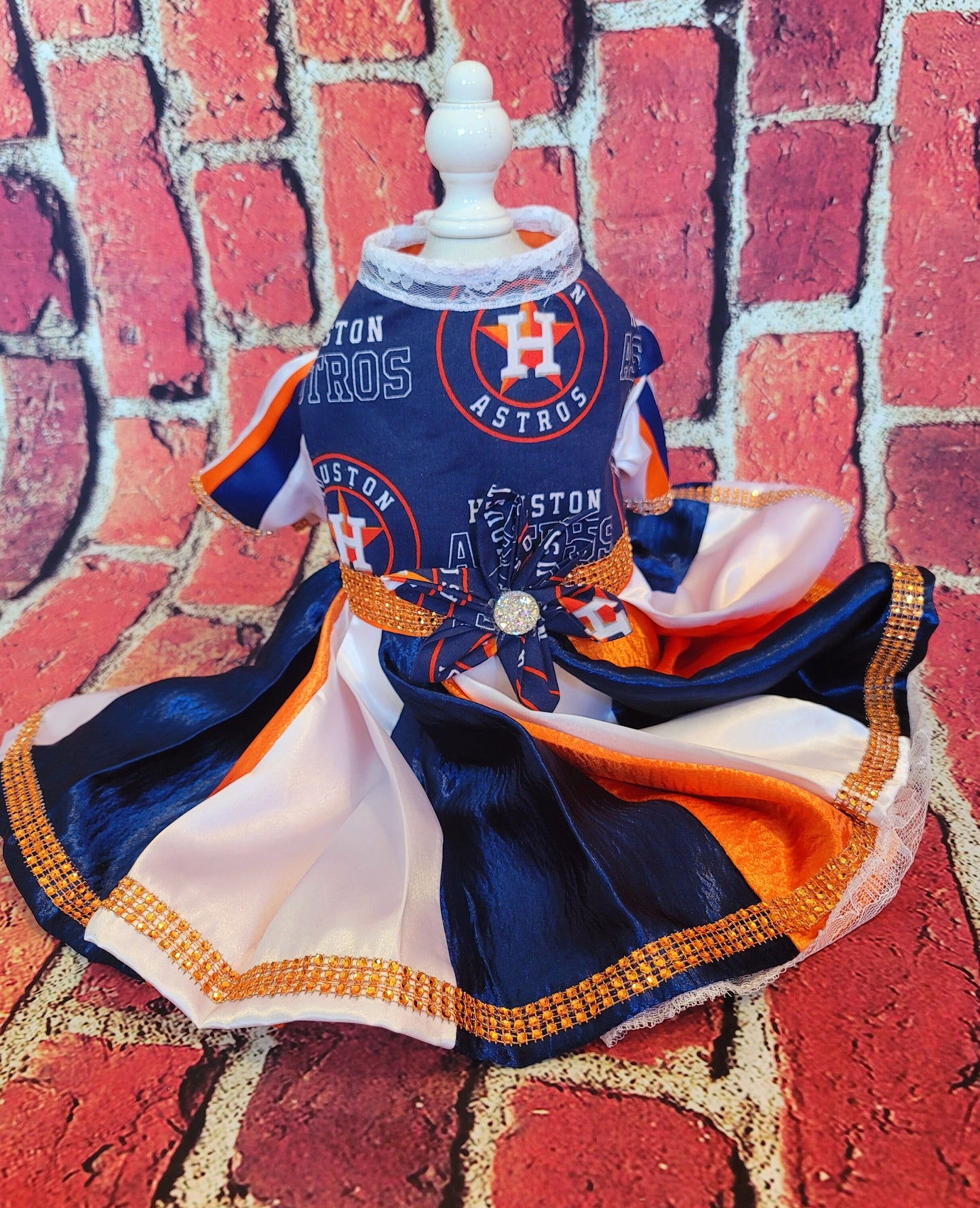 Houston Astros cheerleading pet dress, Astros Cheerleader dog dresses, Astros cat dress, Houston Astros Pet dresses, baseball pet dresses,