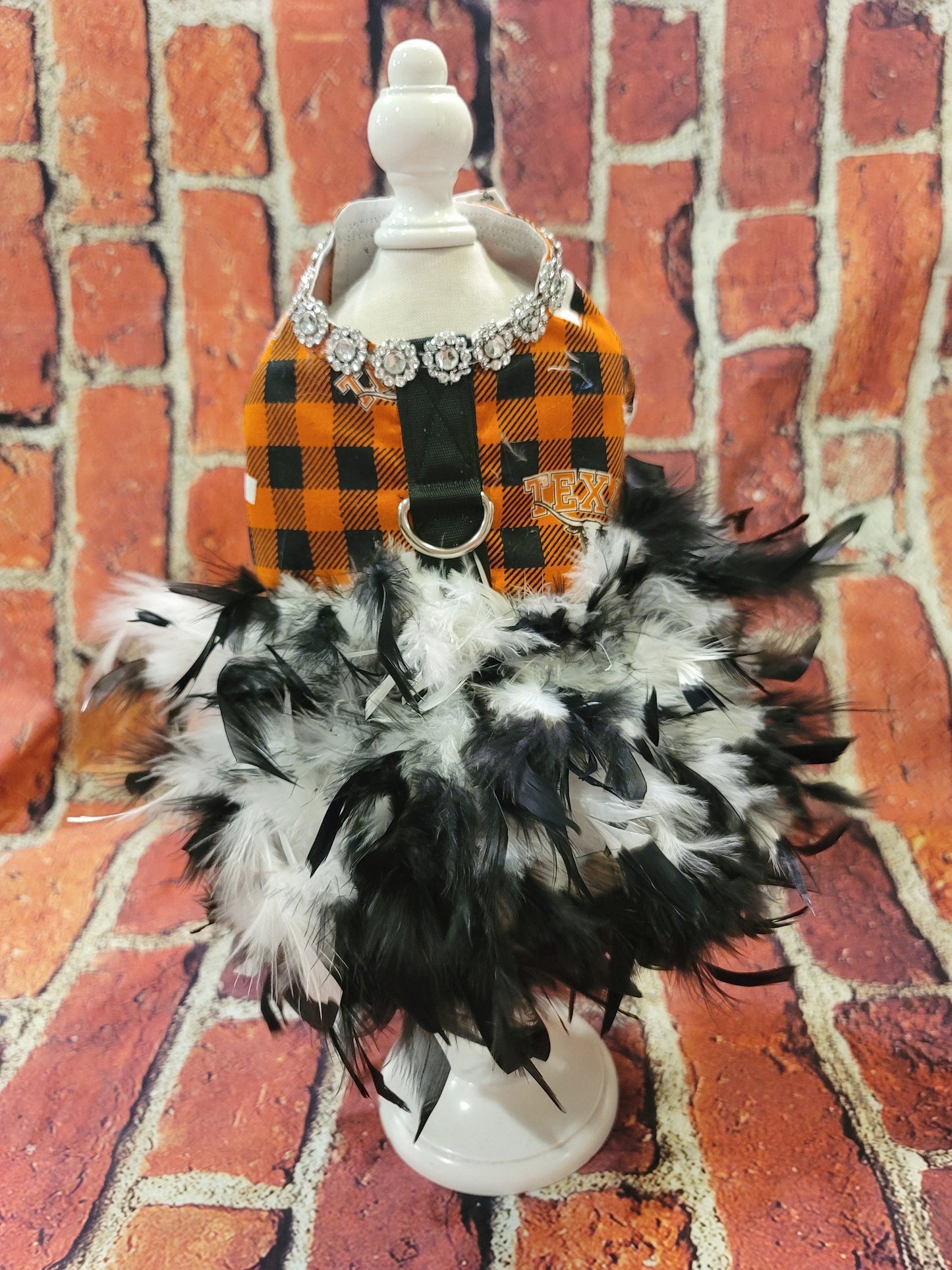 Longhorn feather Pet dog dress, Texas Longhorn feather pet dog dresses, Longhorn harness pet dress,longhorn cat harness dress, pet harness
