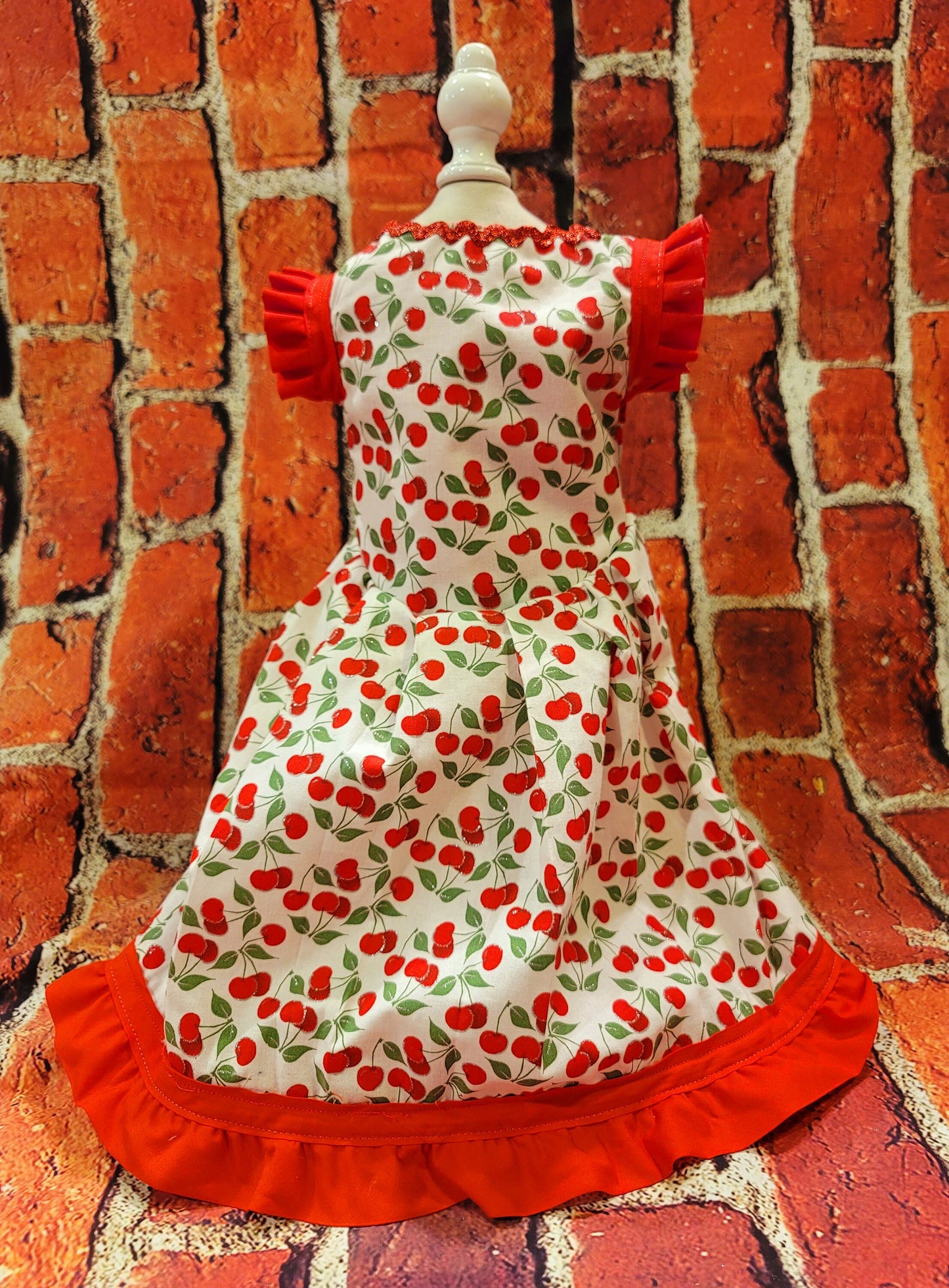 Cherry pet dress, cherry dog dress, cherry cat dress, fruit pet dress, dog dresses, pet dress with cherries, dog dress with cherries