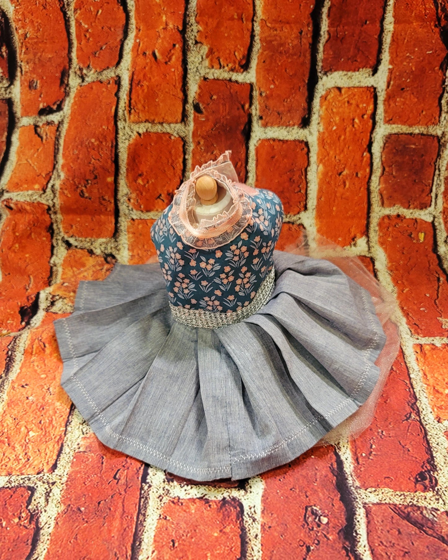 Flower pet dress, flower dog dress, flower cat dress, blue jean pet dress, pet dresses, dog dresses, blue jean dog dress