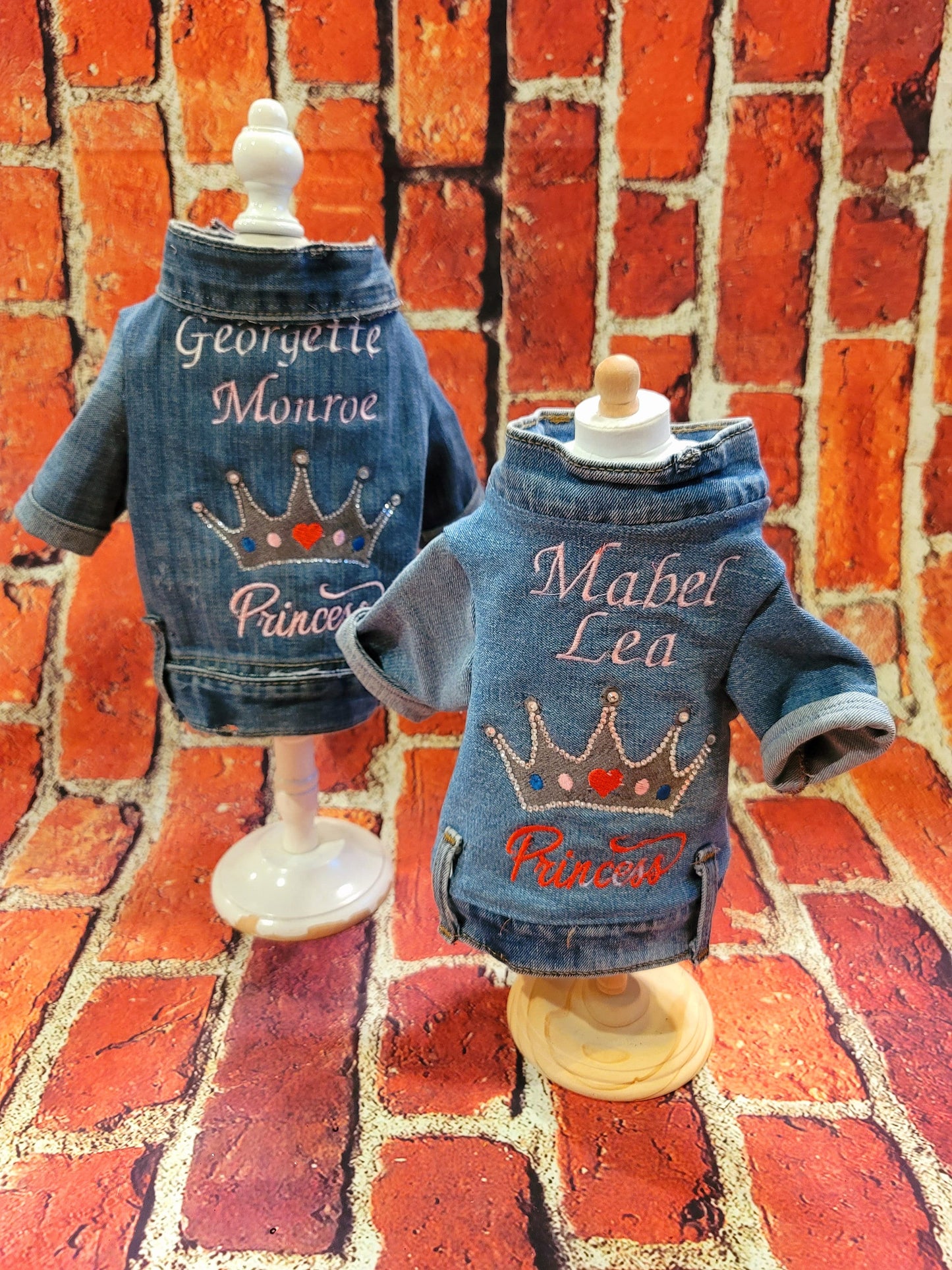 Personalized blue jean pet jacket, blue jean dog jacket, rhinestone Princess Pet Jacket, bedazzled pet jacket, blue jean dog jacket, blue jean cat