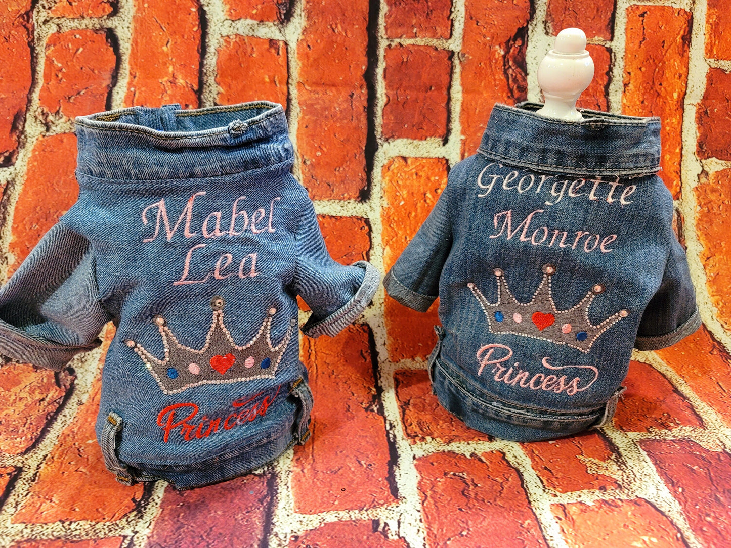 Personalized blue jean pet jacket, blue jean dog jacket, rhinestone Princess Pet Jacket, bedazzled pet jacket, blue jean dog jacket, blue jean cat