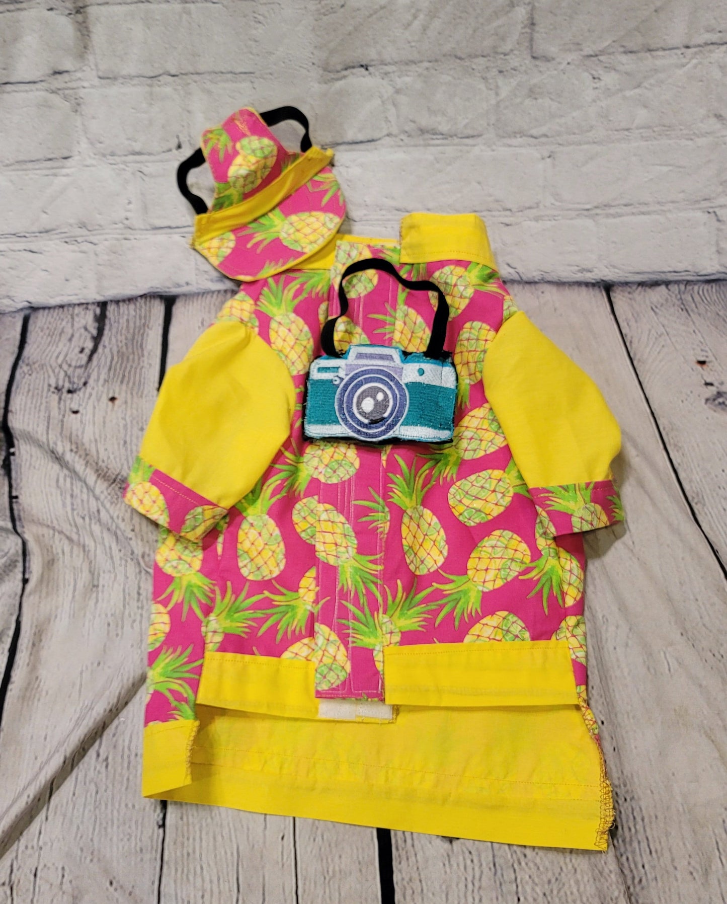 Pet tourist costume, dog tourist costume, pineapple pet shirt, Hawaiian pet costume clothing, male tourist costume, clothes for dogs