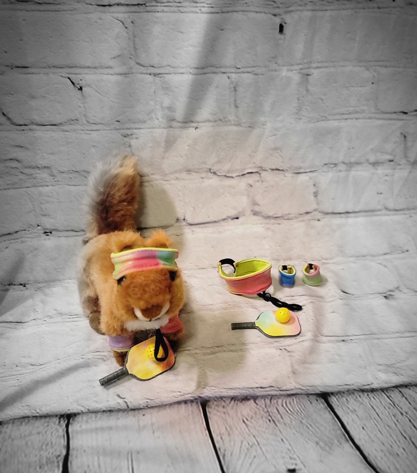 Squirrel Pickel Ball, Squirrel headband, Squirrel wristbands, pet Pickelball costume, exotic pet costume, Squirrel costume