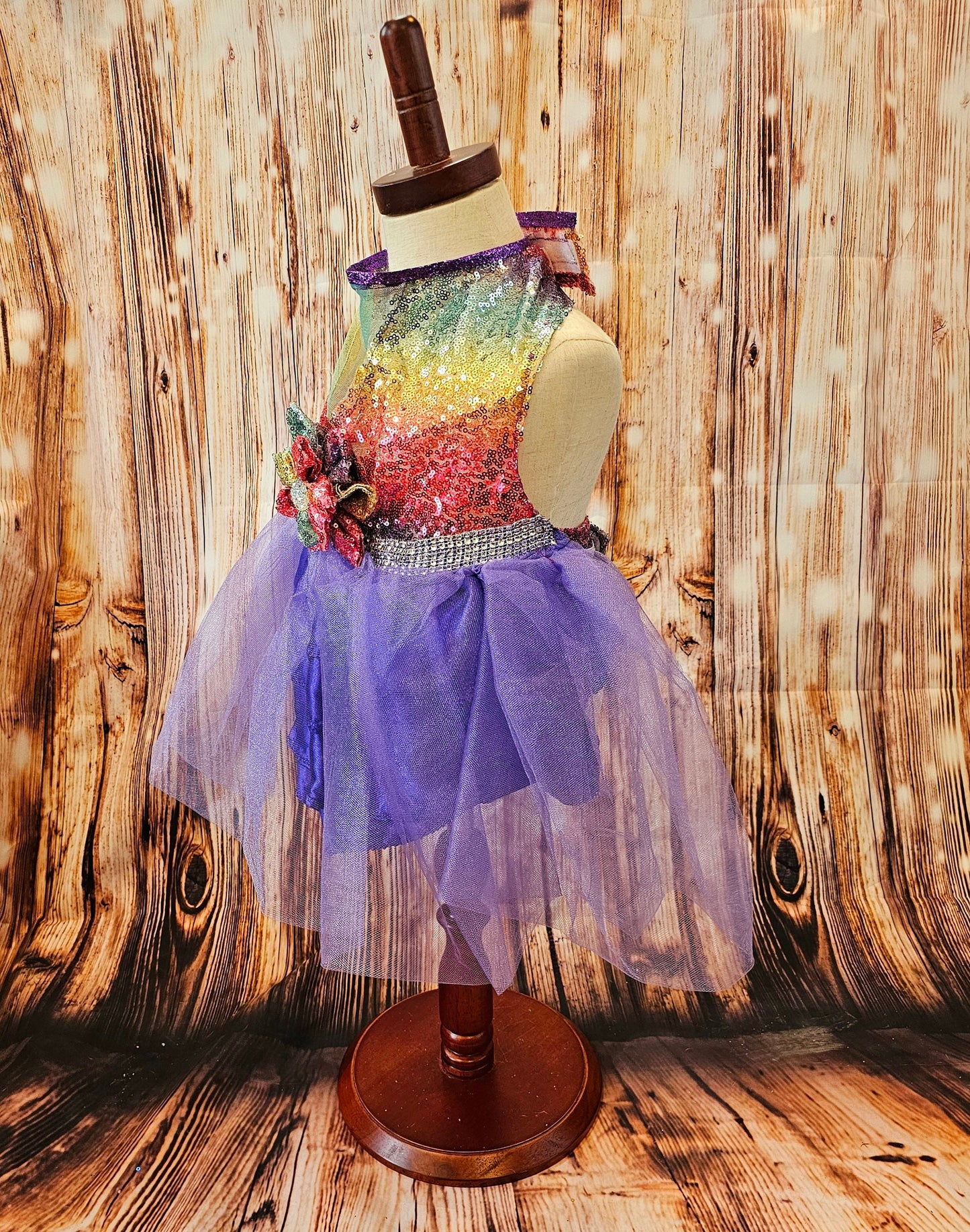 Rainbow sequin 80's Pet Prom Dress, 80's Dog prom dress, 80's cat prom dress, 80'Pet Costume, 80's pet dresses