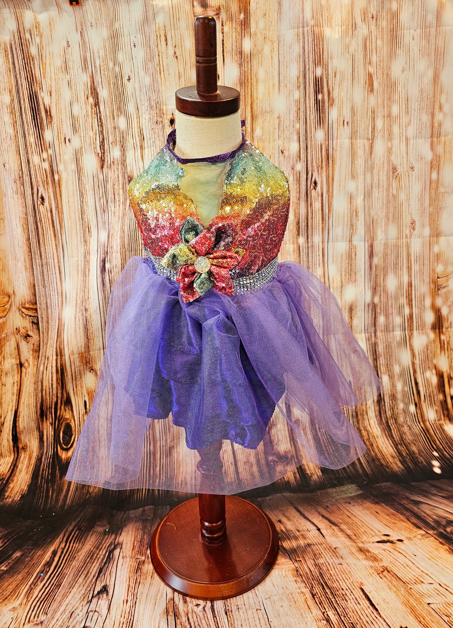 Rainbow sequin 80's Pet Prom Dress, 80's Dog prom dress, 80's cat prom dress, 80'Pet Costume, 80's pet dresses