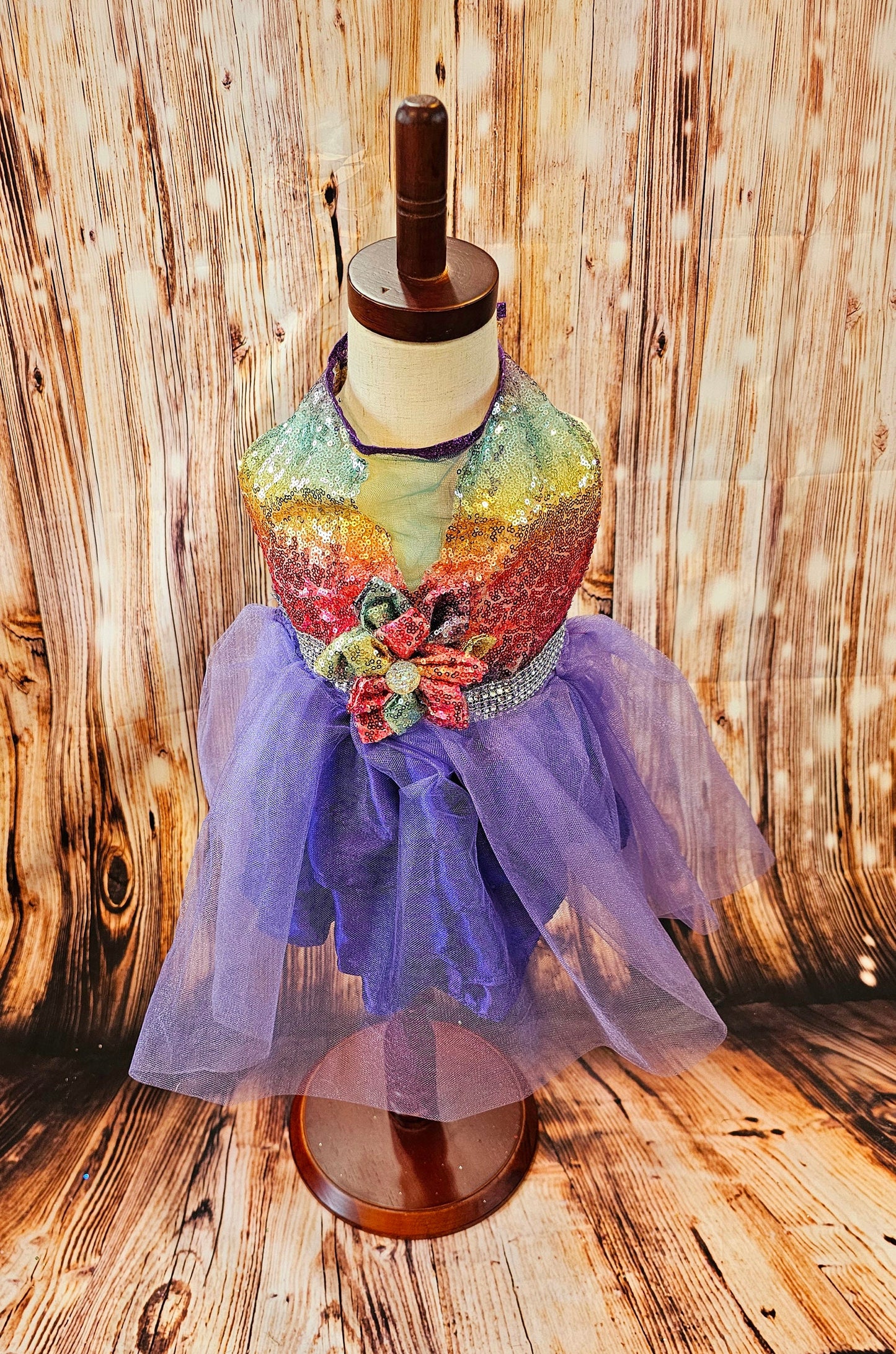 Rainbow sequin 80's Pet Prom Dress, 80's Dog prom dress, 80's cat prom dress, 80'Pet Costume, 80's pet dresses