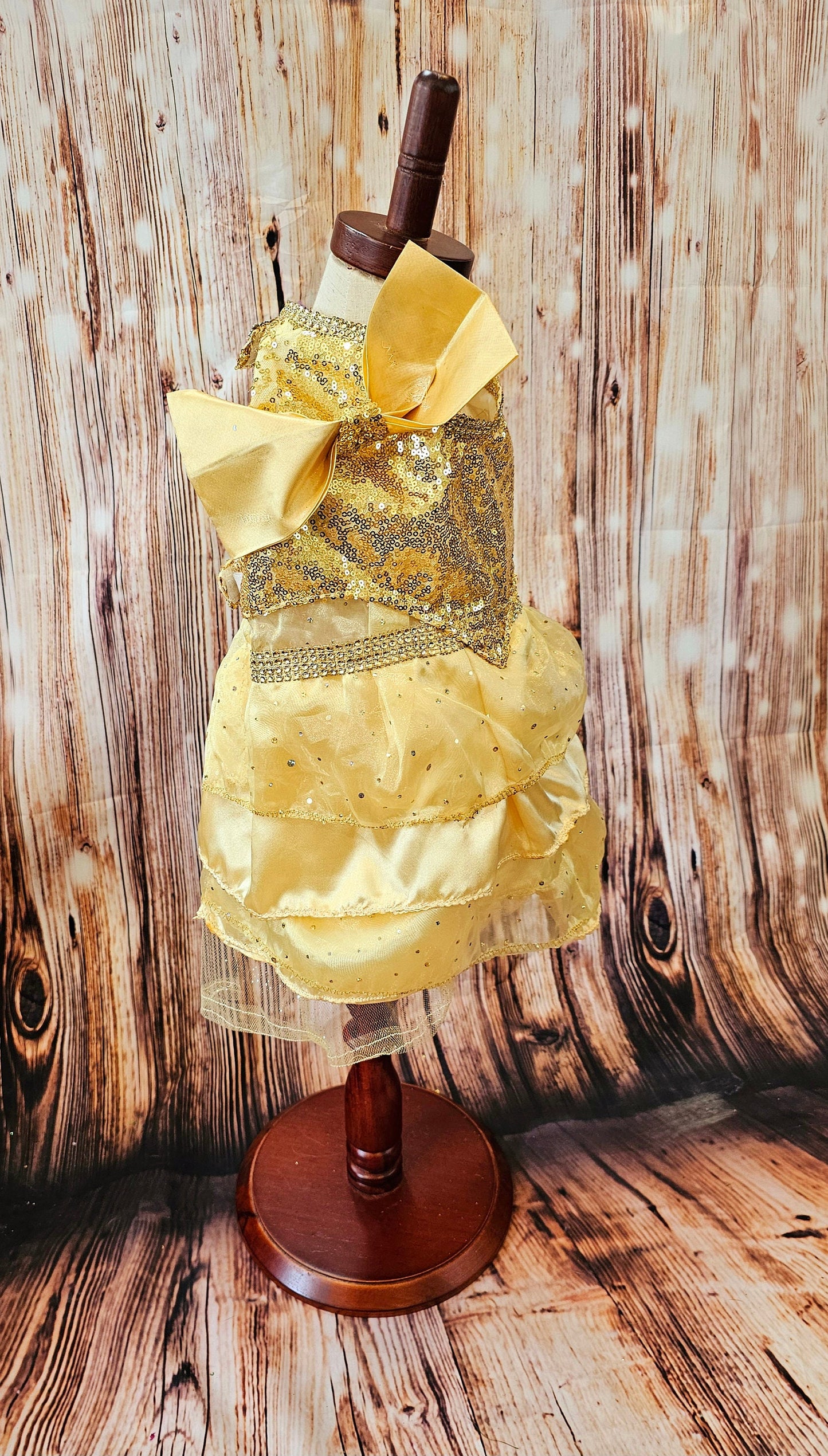 Gold 80's Pet Prom Dress, 80's Dog prom dress, 80's cat prom dress, 80'Pet Costume, 80's pet dresses, sequin pet prom dress, yellow pet prom