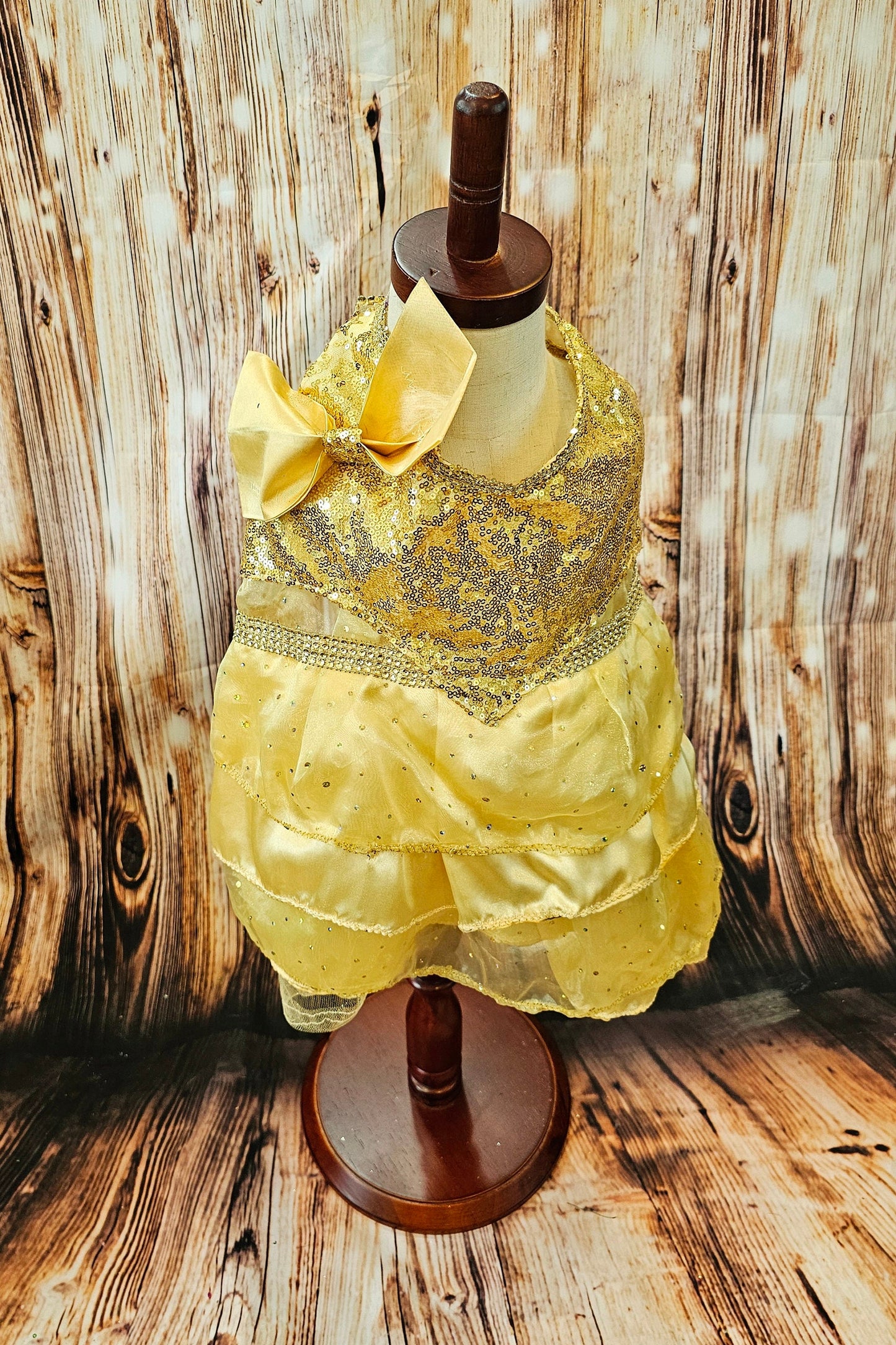 Gold 80's Pet Prom Dress, 80's Dog prom dress, 80's cat prom dress, 80'Pet Costume, 80's pet dresses, sequin pet prom dress, yellow pet prom