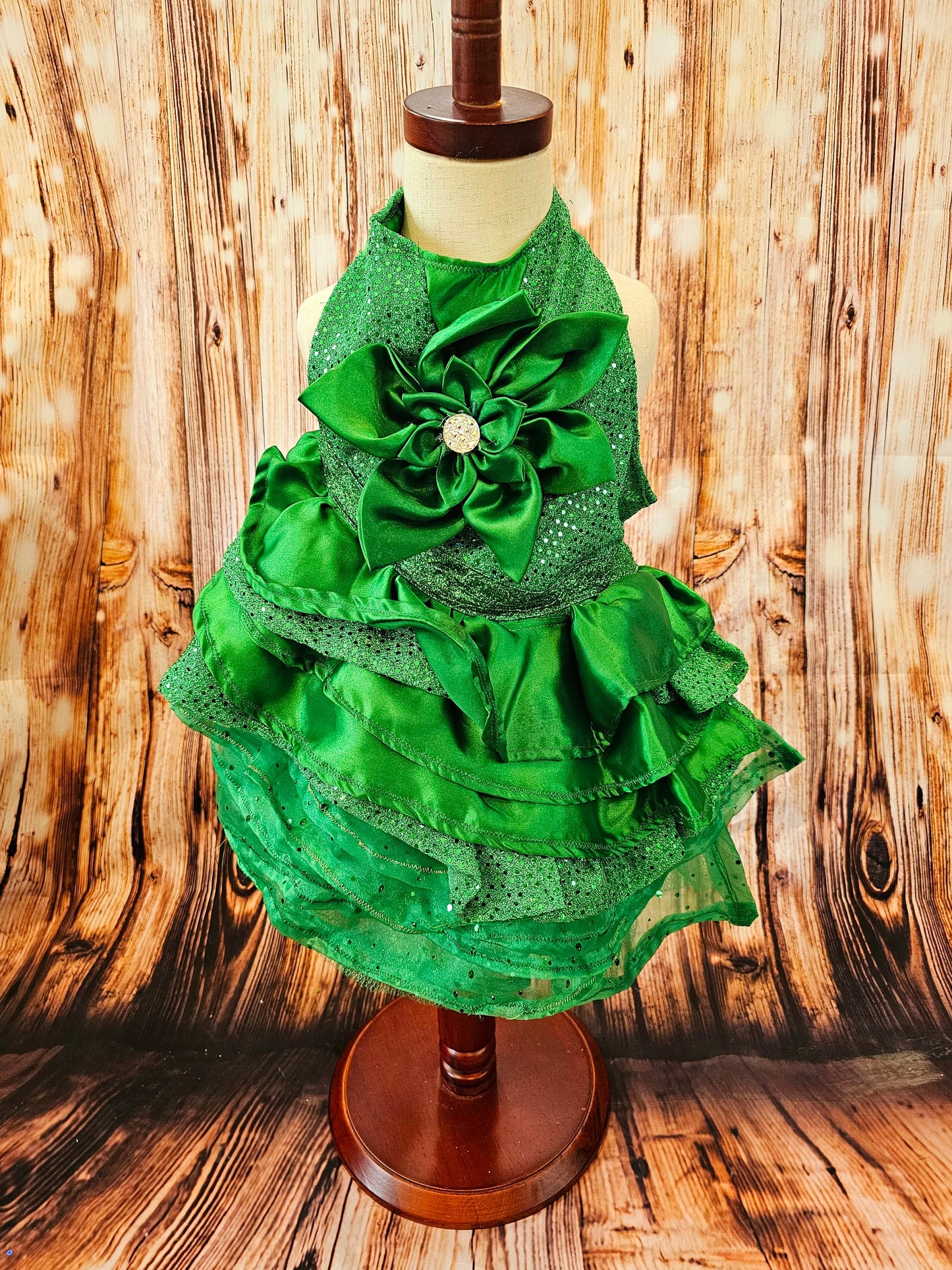 Green Christmas pet dress, green 80s prom pet dress, green dog dress, Christmas dog dress, Christmas cat dress, special occasion pet dress