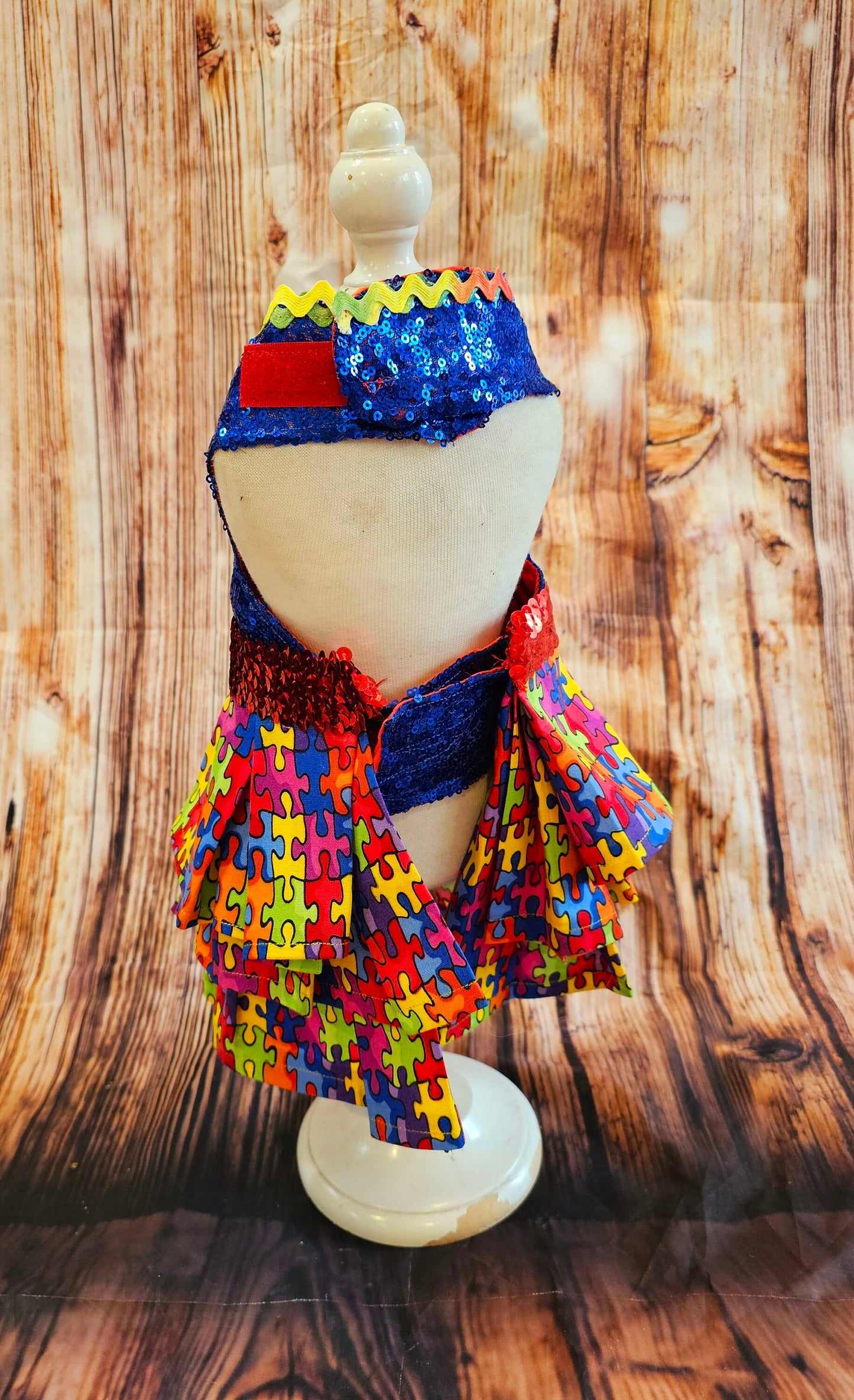Pet Autism awareness pet dress, autism awareness dog dress, Embroidered pet dress, autism sequin pet dress, autism pet dress, autism dog dress