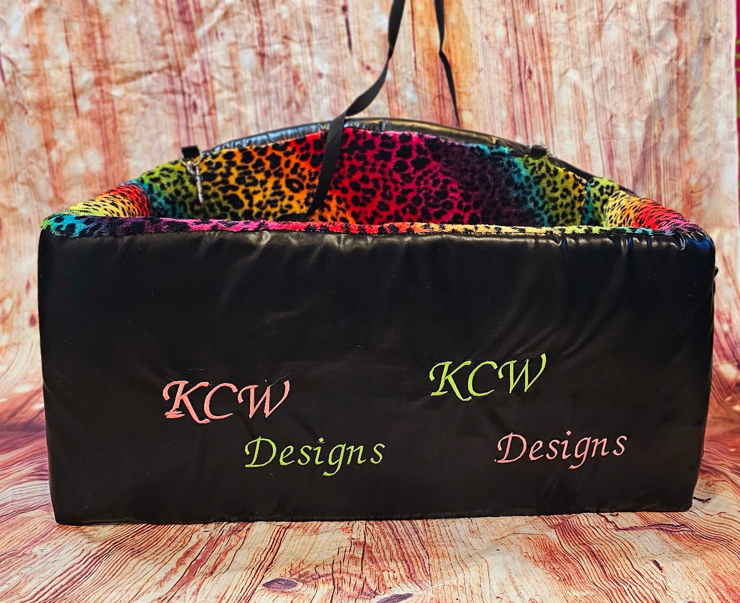 Large Pet Booster seat, leather pet car seat, large pet car seat, multiple pet car seat, rainbow pet booster seat, rainbow dog car seat
