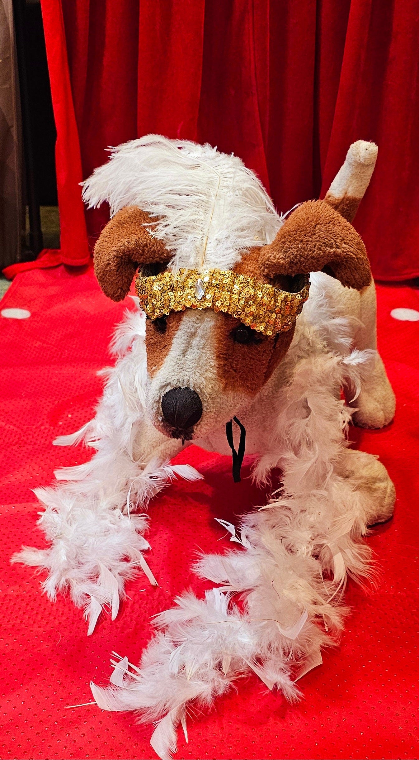 Flapper 20s pet accessories, 20s Flapper per head band and boa, 20s flapper dog accessories, 20s flapper cat accessories, Halloween 20s pet set
