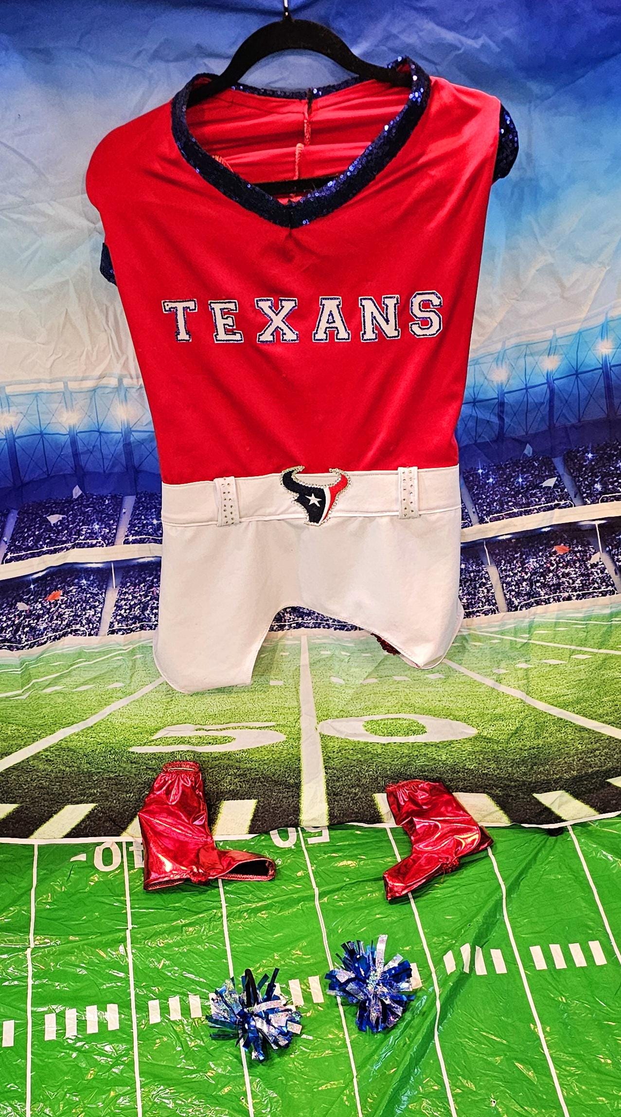 Houston Texans pet cheerleader costume, Texans dog cheerleader, Texans cat cheerleader